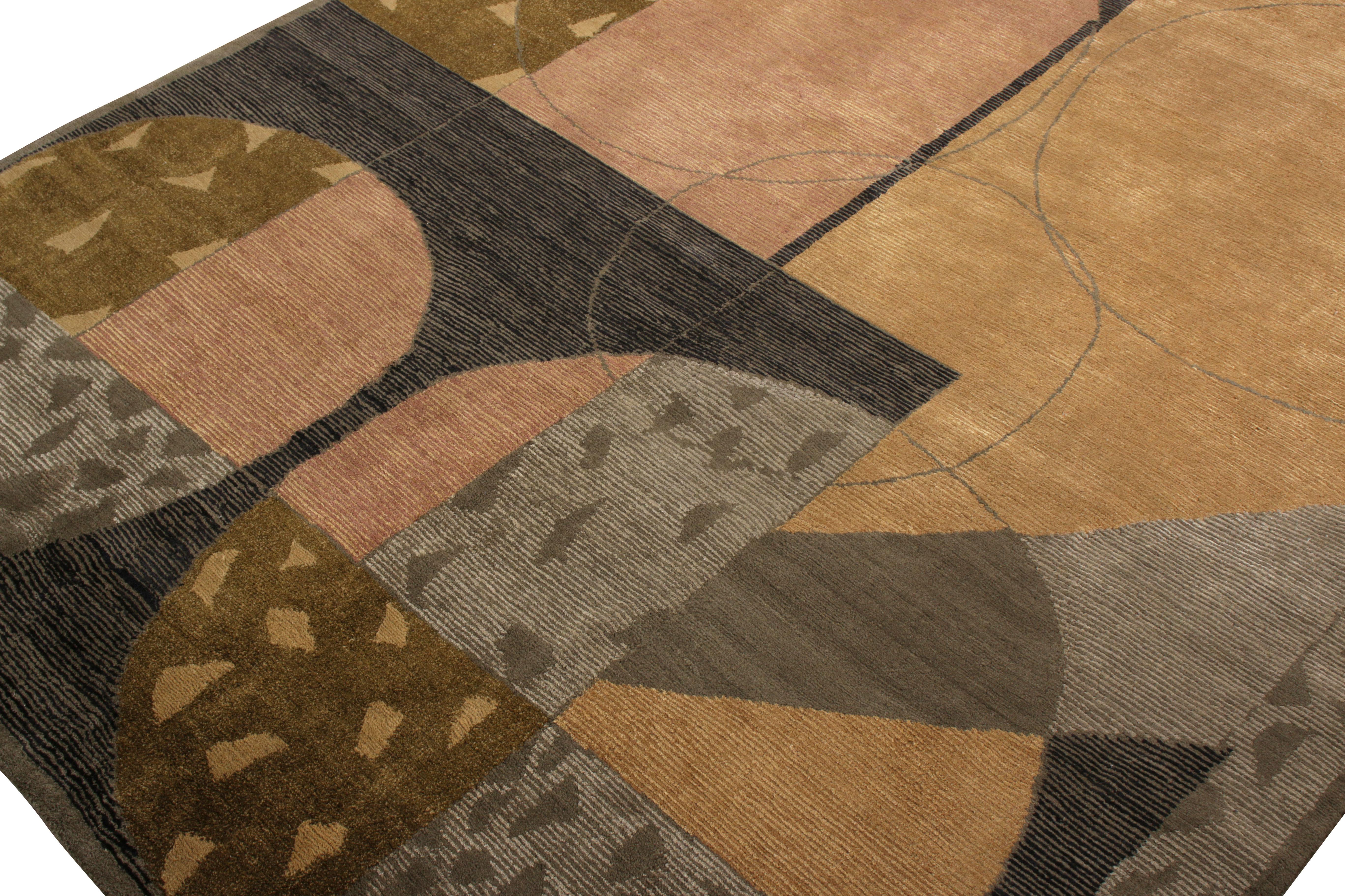Noué à la main Rug & Kilim's French Art Deco Style Rug in Modern Geometric Style (tapis français de style Art déco dans un style géométrique moderne) en vente