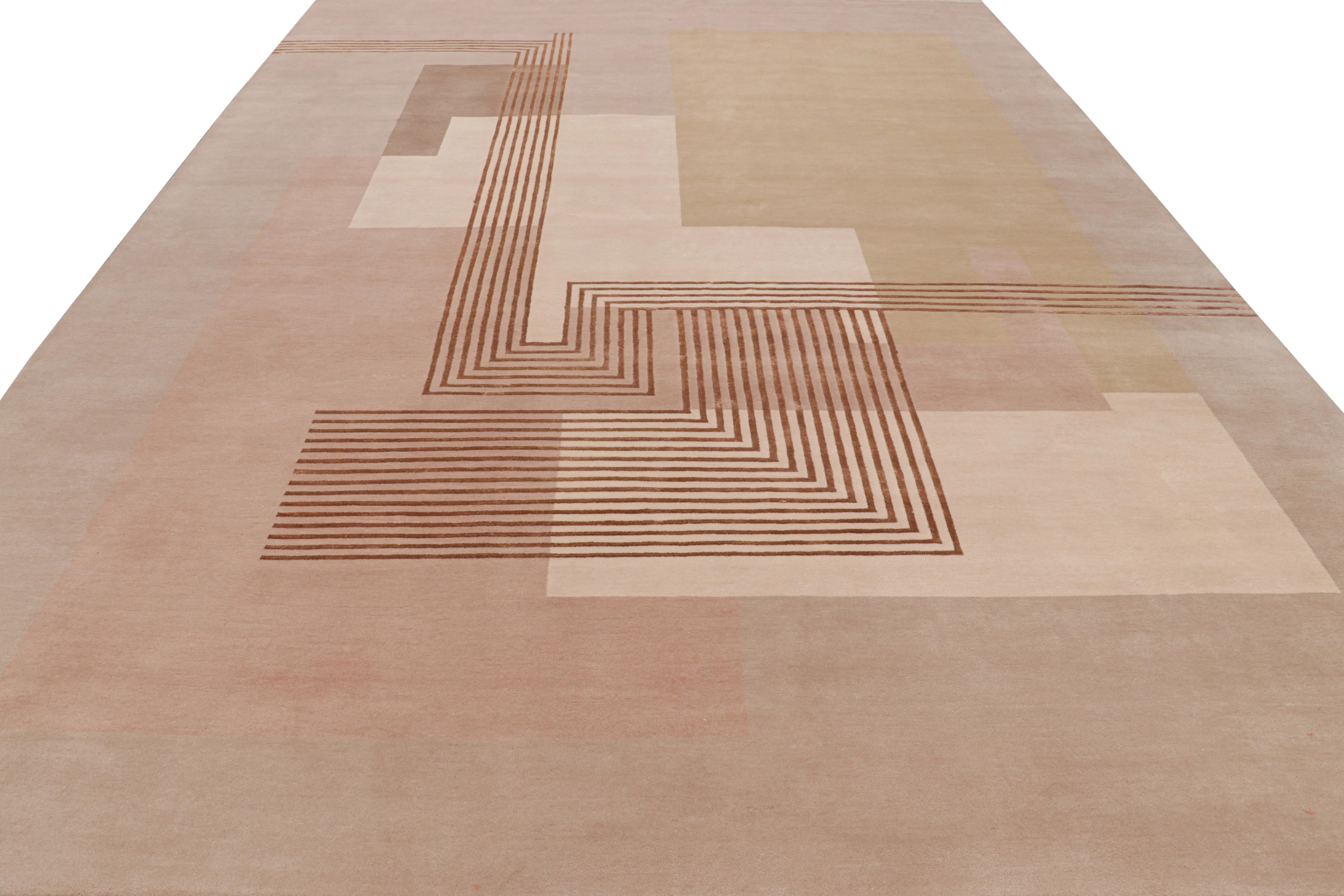 Rug & Kilim’s French Art Deco Style Rug in Pink with Geometric Patterns In New Condition For Sale In Long Island City, NY