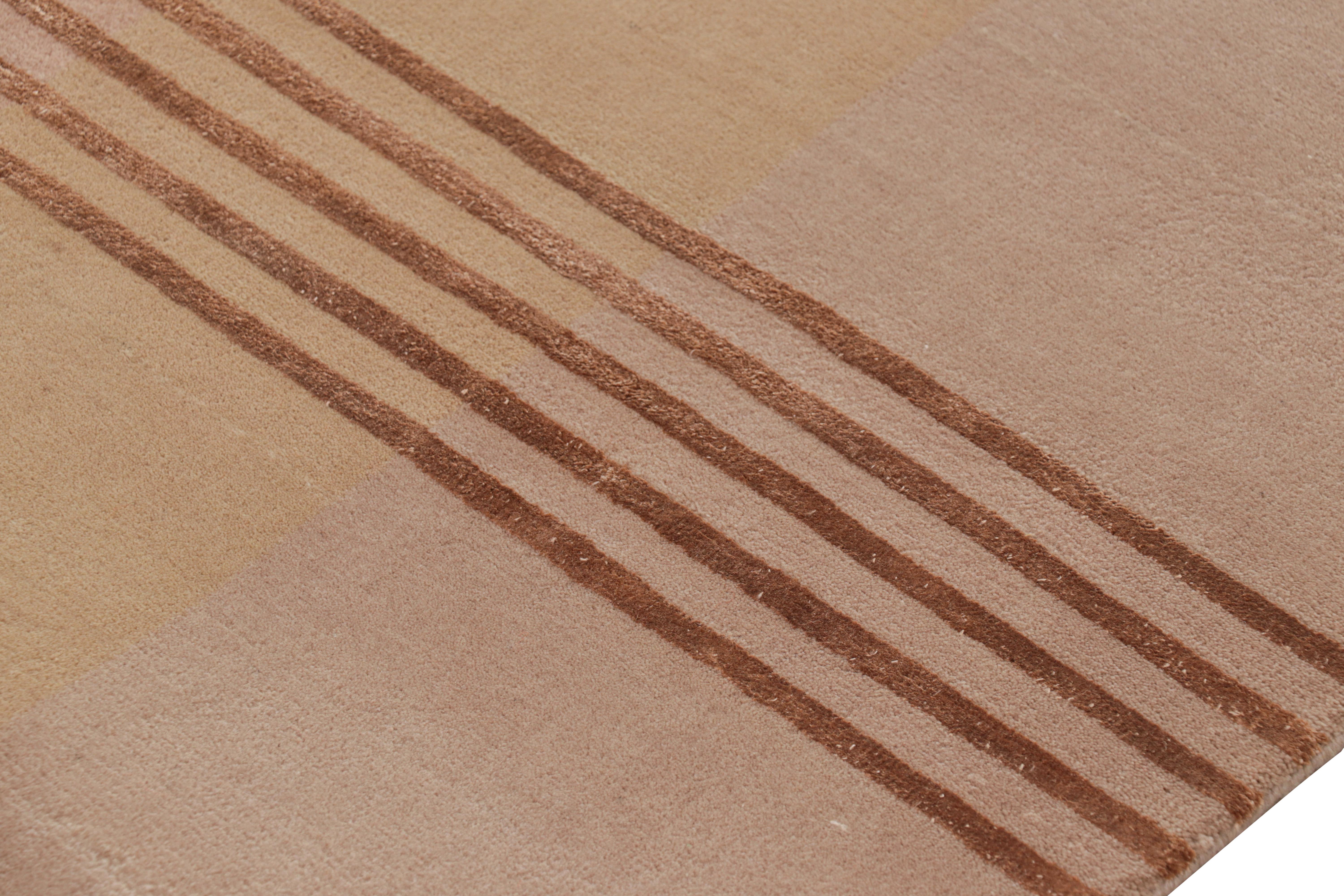 Contemporary Rug & Kilim’s French Art Deco Style Rug in Pink with Geometric Patterns For Sale