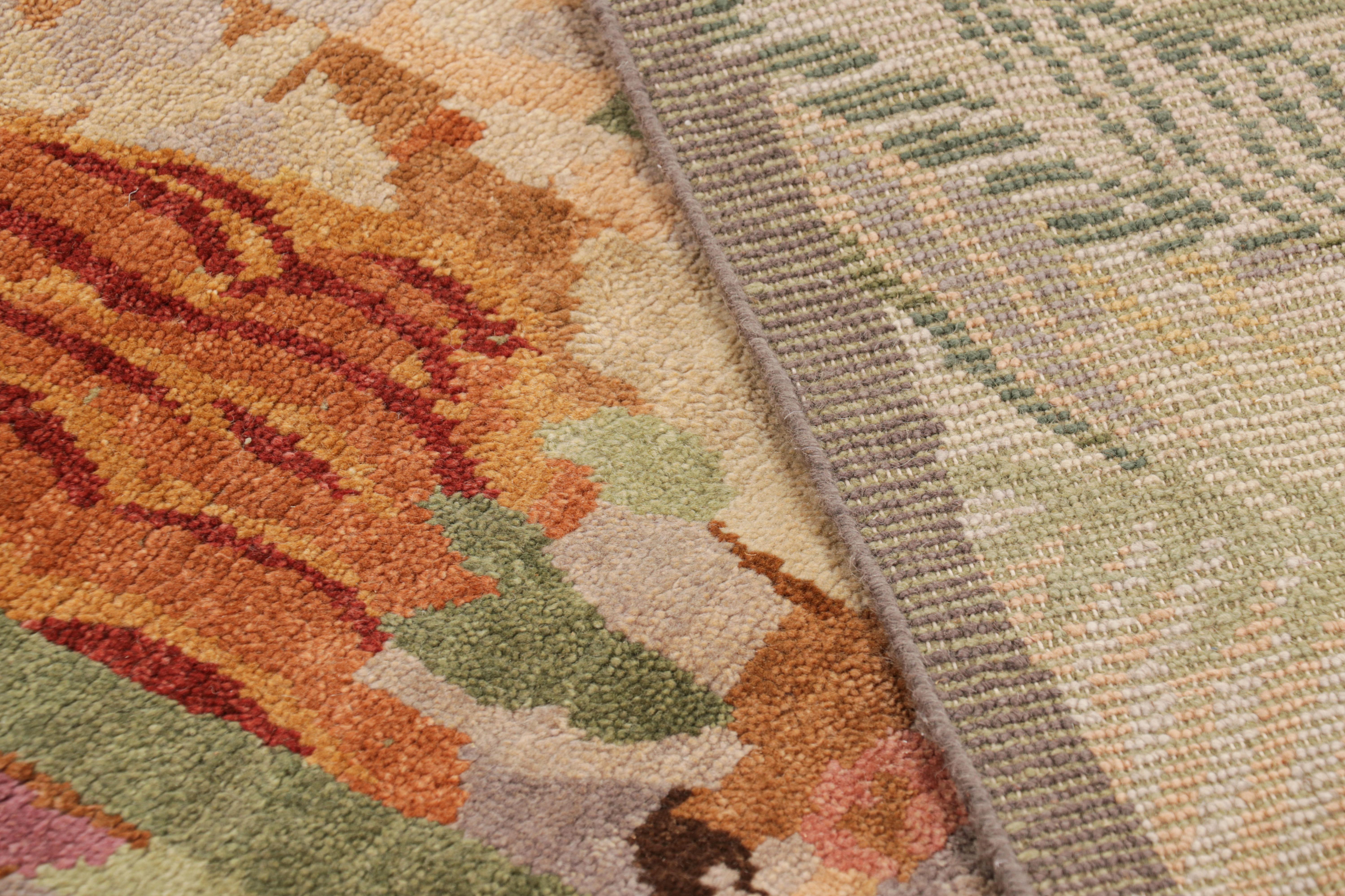 Wool Rug & Kilim’s French Art Deco Style Rug in Polychromatic Floral Patterns For Sale