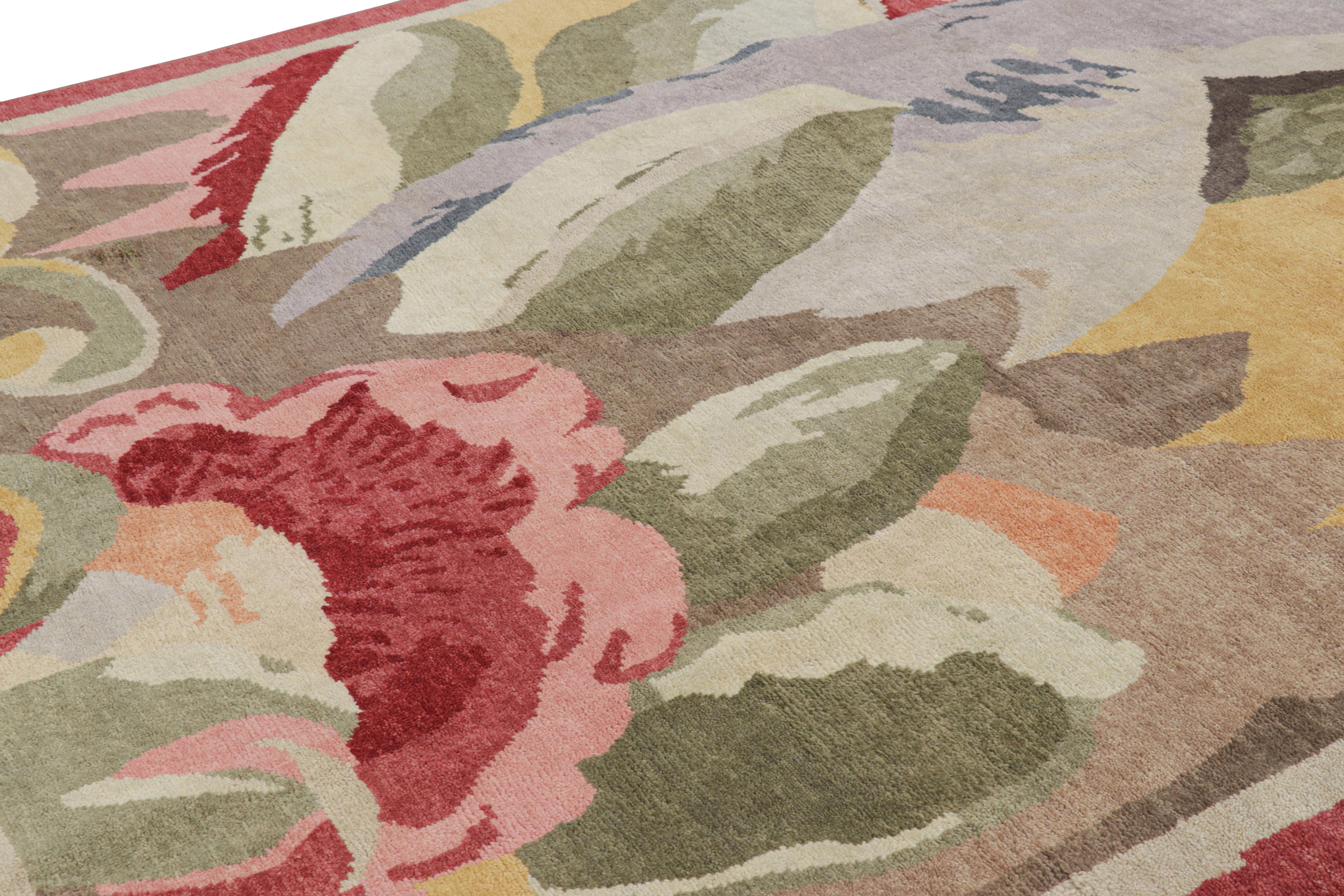 Fabricada con lana anudada a mano, esta alfombra de 8x10 es una nueva y emocionante pieza de la colección de alfombras art déco francesas de Rug & Kilim: una oda contemporánea al estilo moderno de los años 20, con motivos geométricos al estilo de