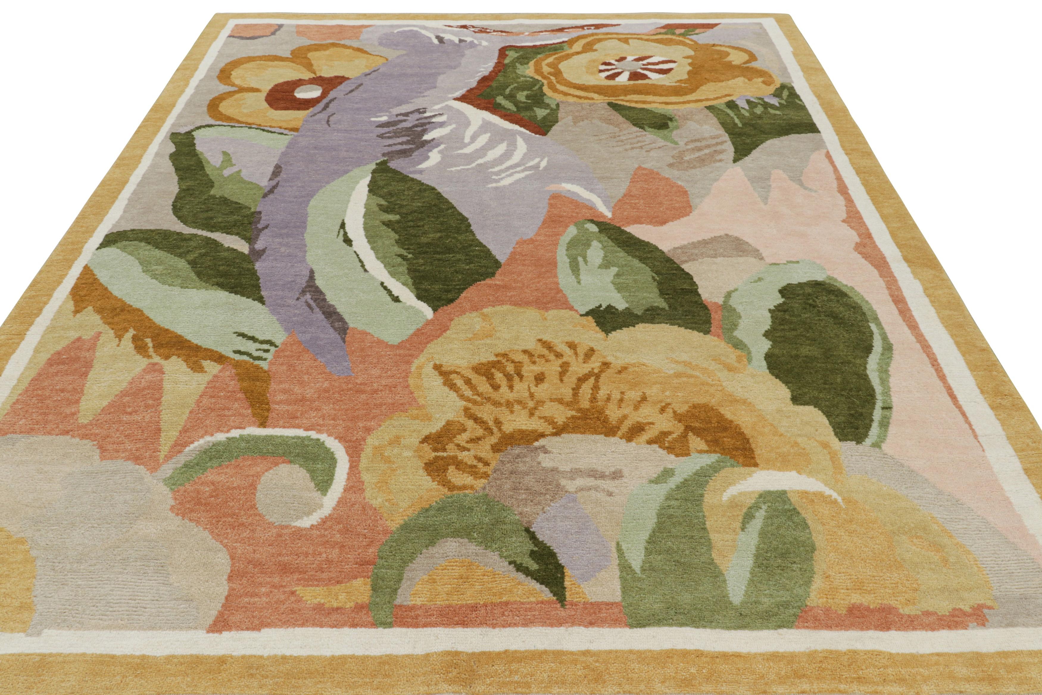 Indiano Rug & Kilim è un tappeto francese in stile Art Deco con fiori impressionisti policromatici in vendita