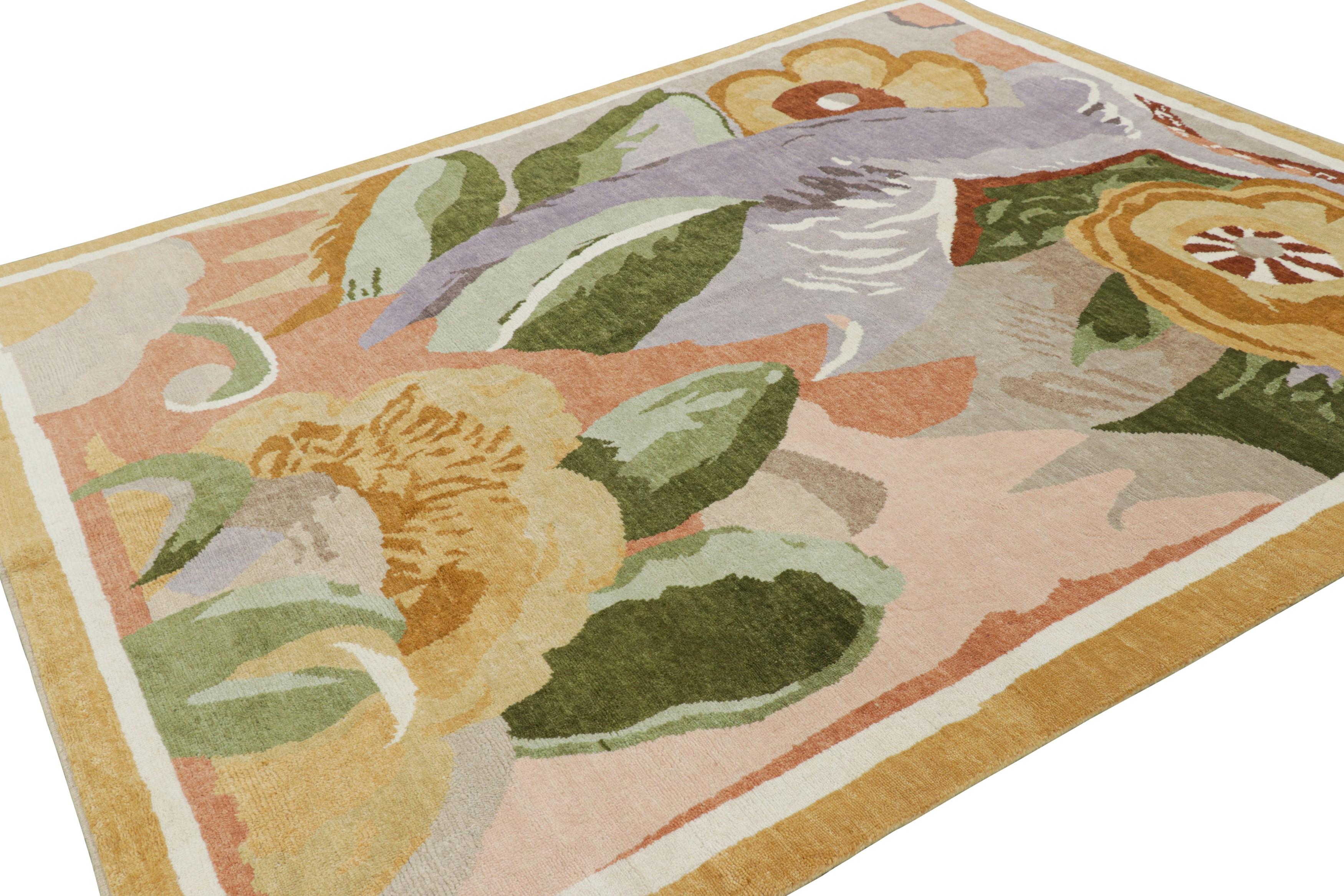 Annodato a mano Rug & Kilim è un tappeto francese in stile Art Deco con fiori impressionisti policromatici in vendita