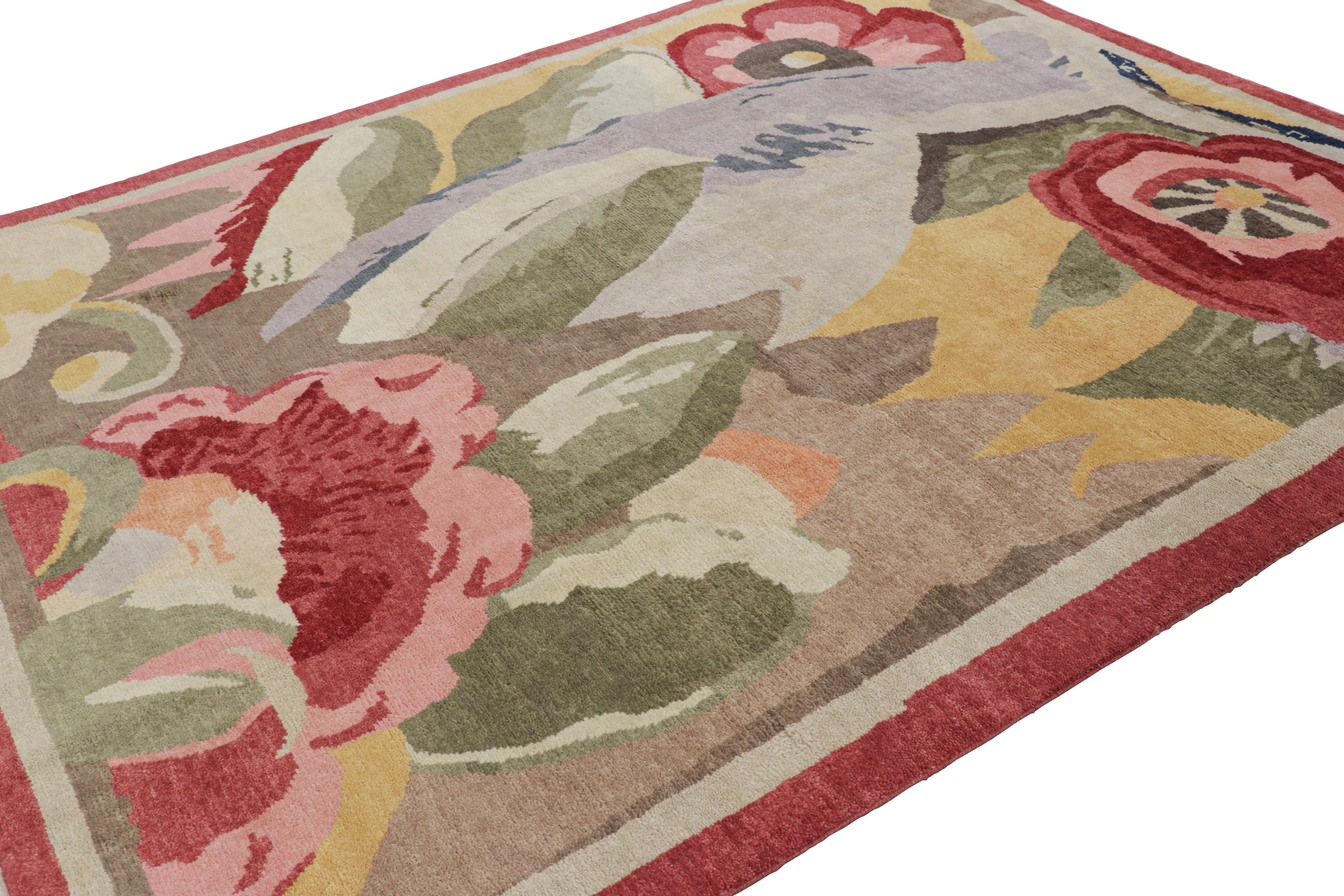 Alfombra francesa de estilo Art Déco de Rug & Kilim con flores impresionistas policromadas Anudado a mano en venta