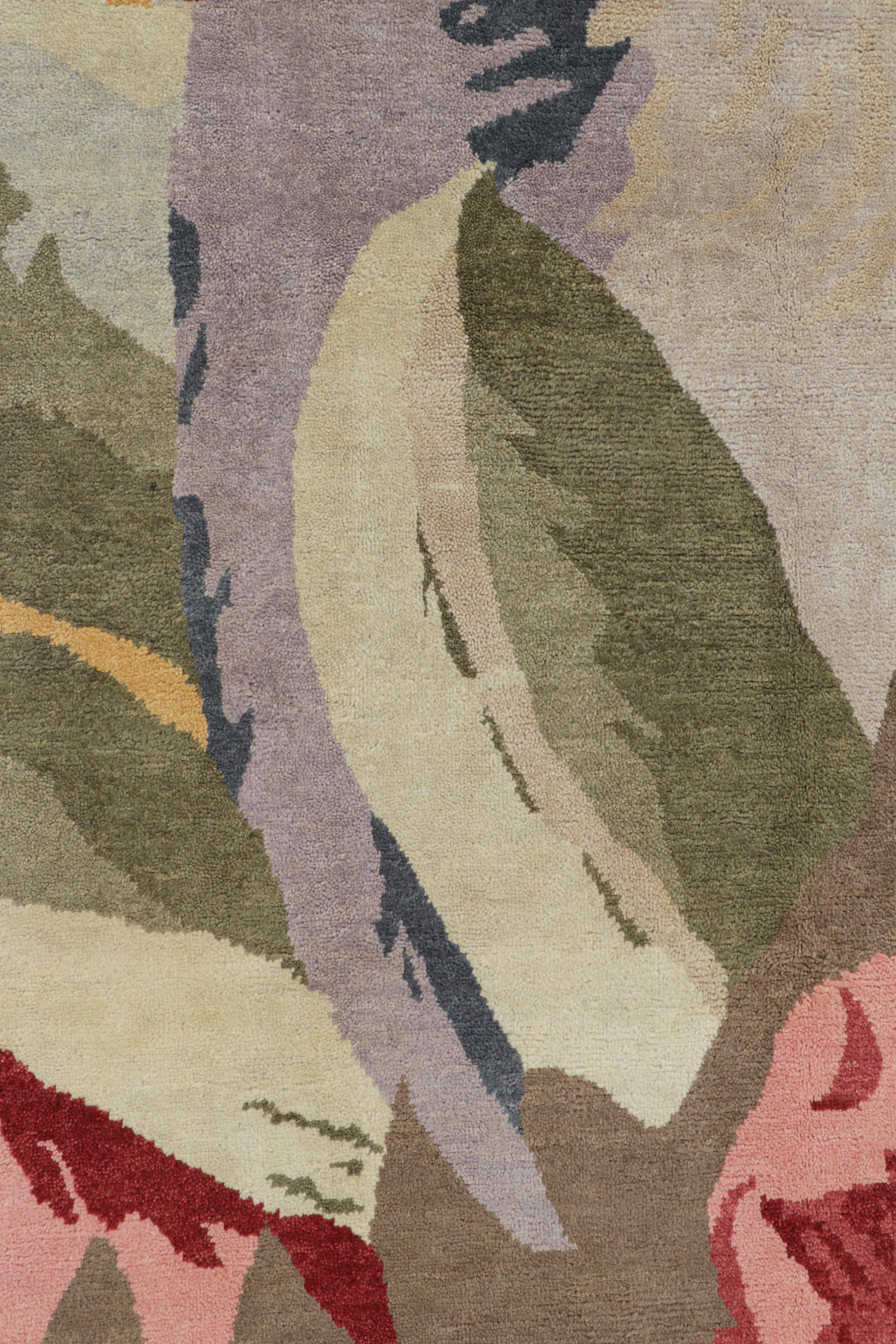 Contemporary Rug & Kilim’s French Art Deco Style Rug in Polychromatic Impressionist Florals For Sale