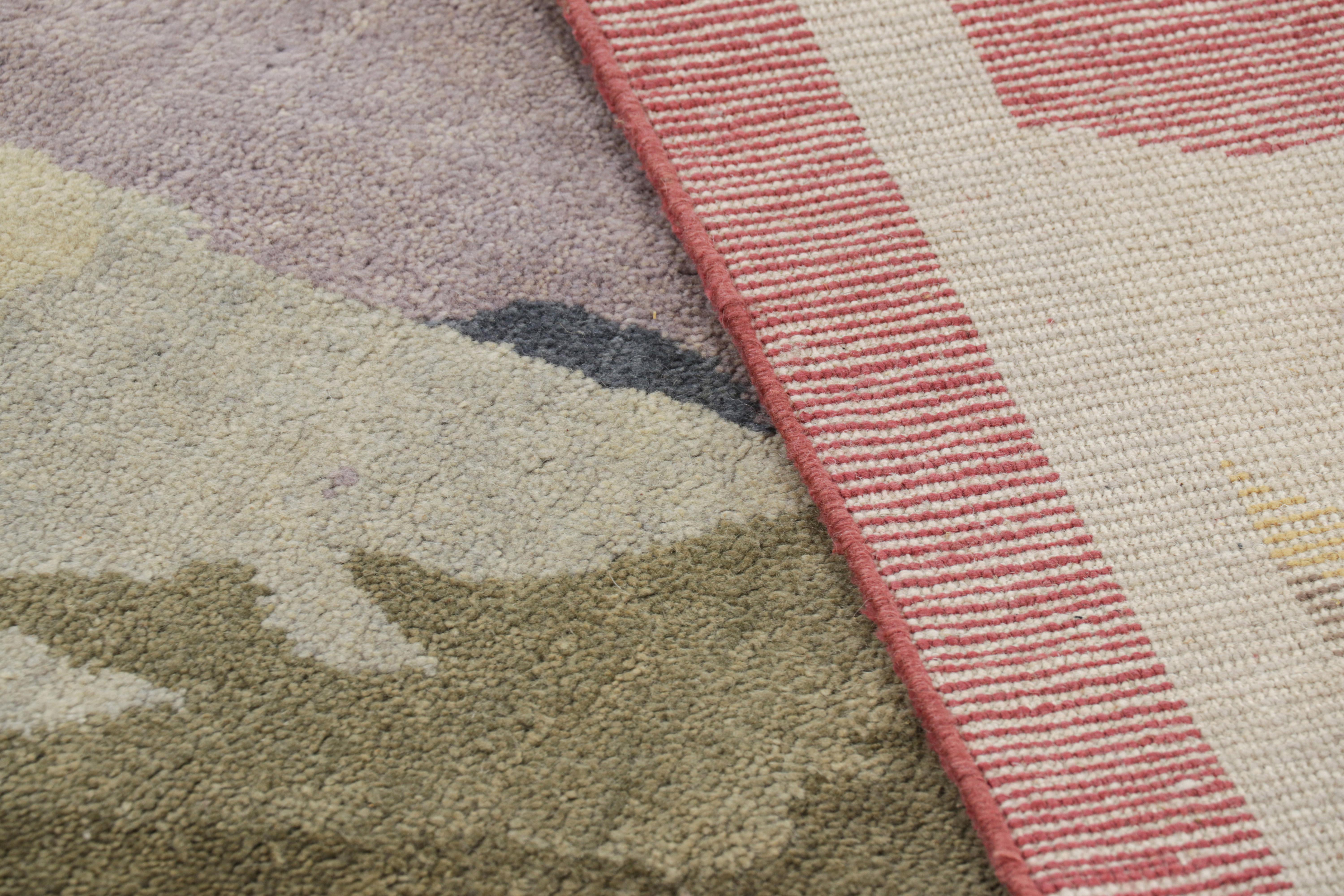 Wool Rug & Kilim’s French Art Deco Style Rug in Polychromatic Impressionist Florals For Sale