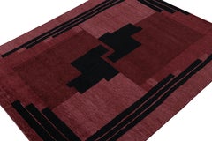 Rug & Kilim’s French Art Deco style rug in Red with Black Geometric Patterns
