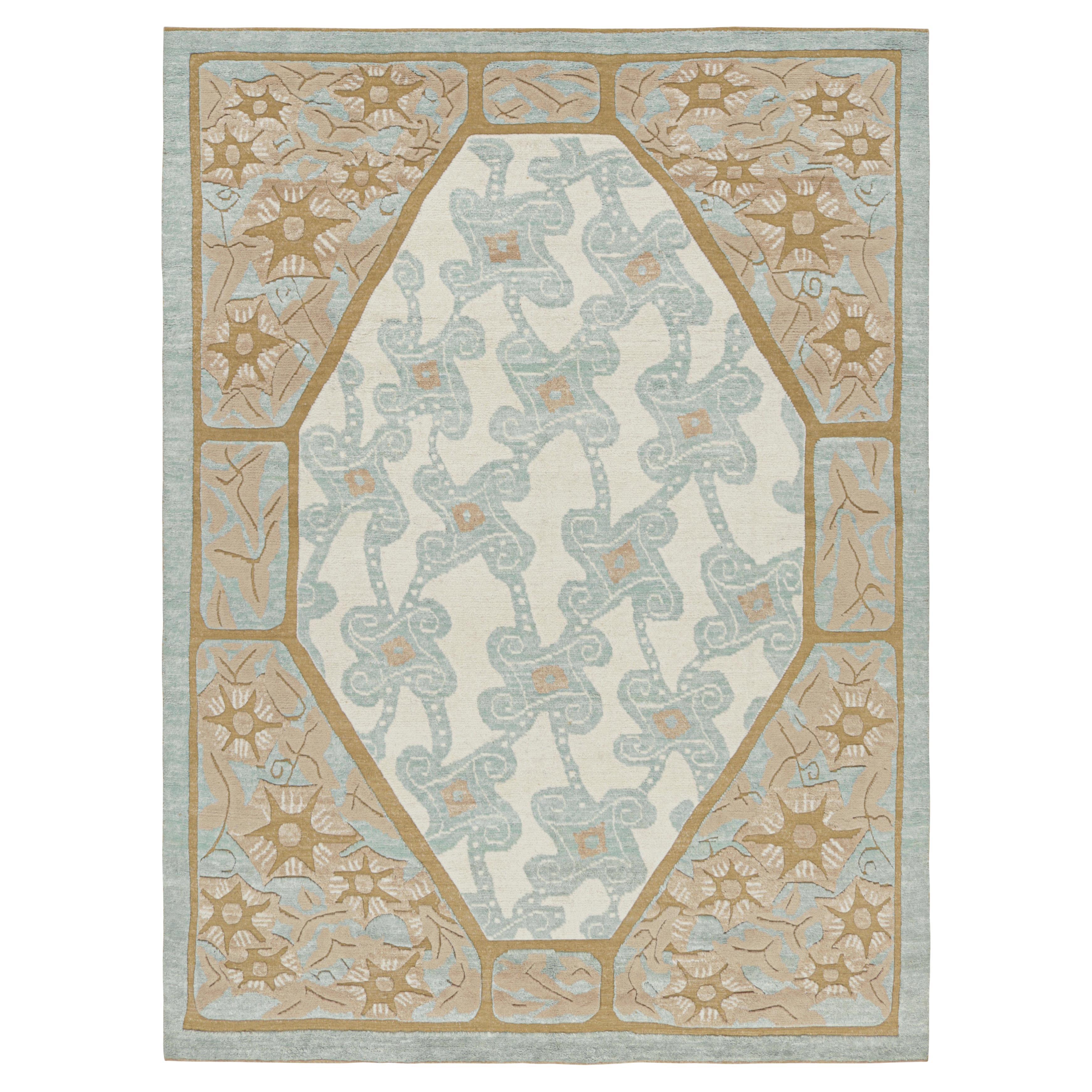 Rug & Kilim’s French Art Deco Style Rug in White with Colorful Geometric Pattern