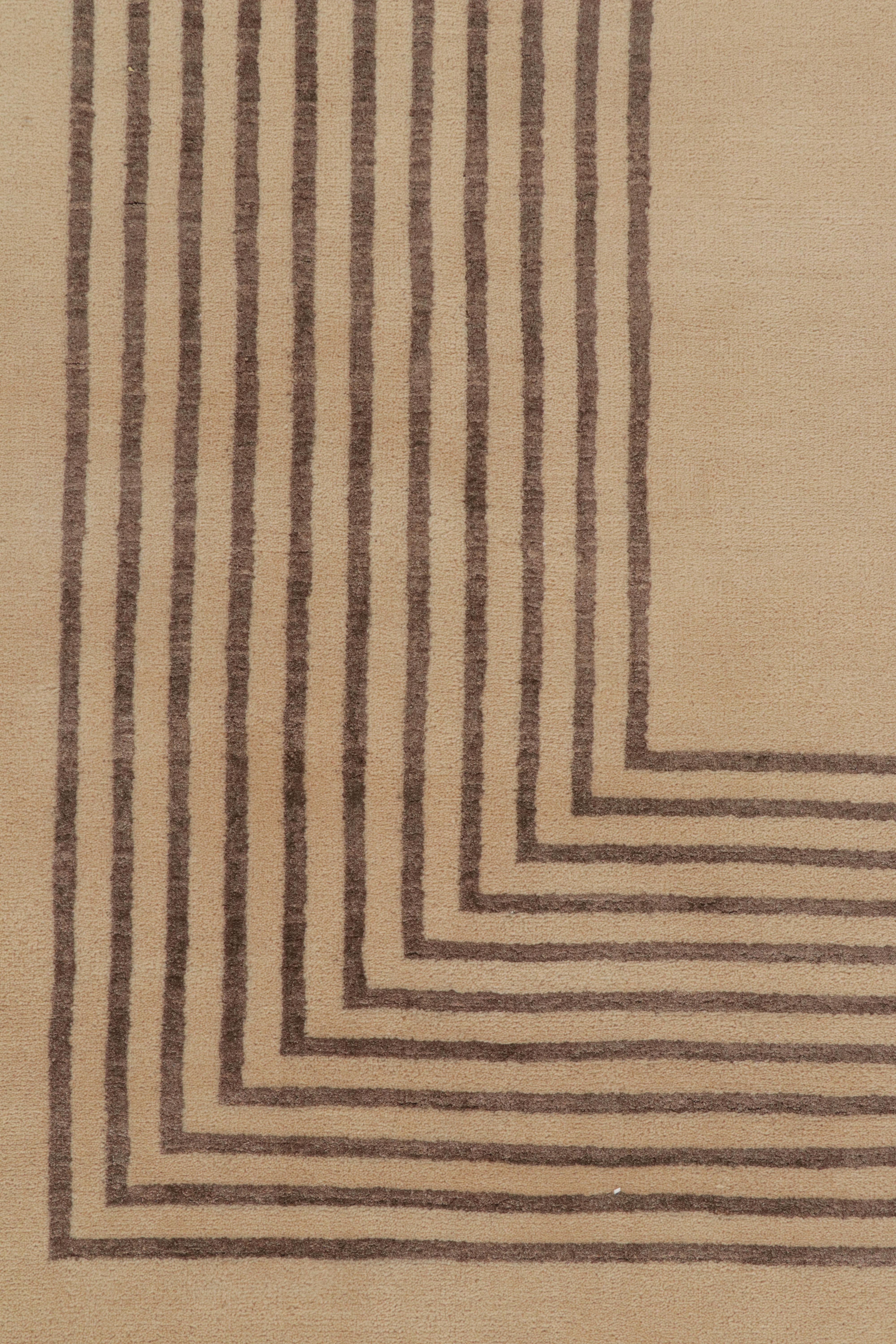 Contemporary Rug & Kilim’s French Art Deco style Rug with Beige-Brown Patterns For Sale