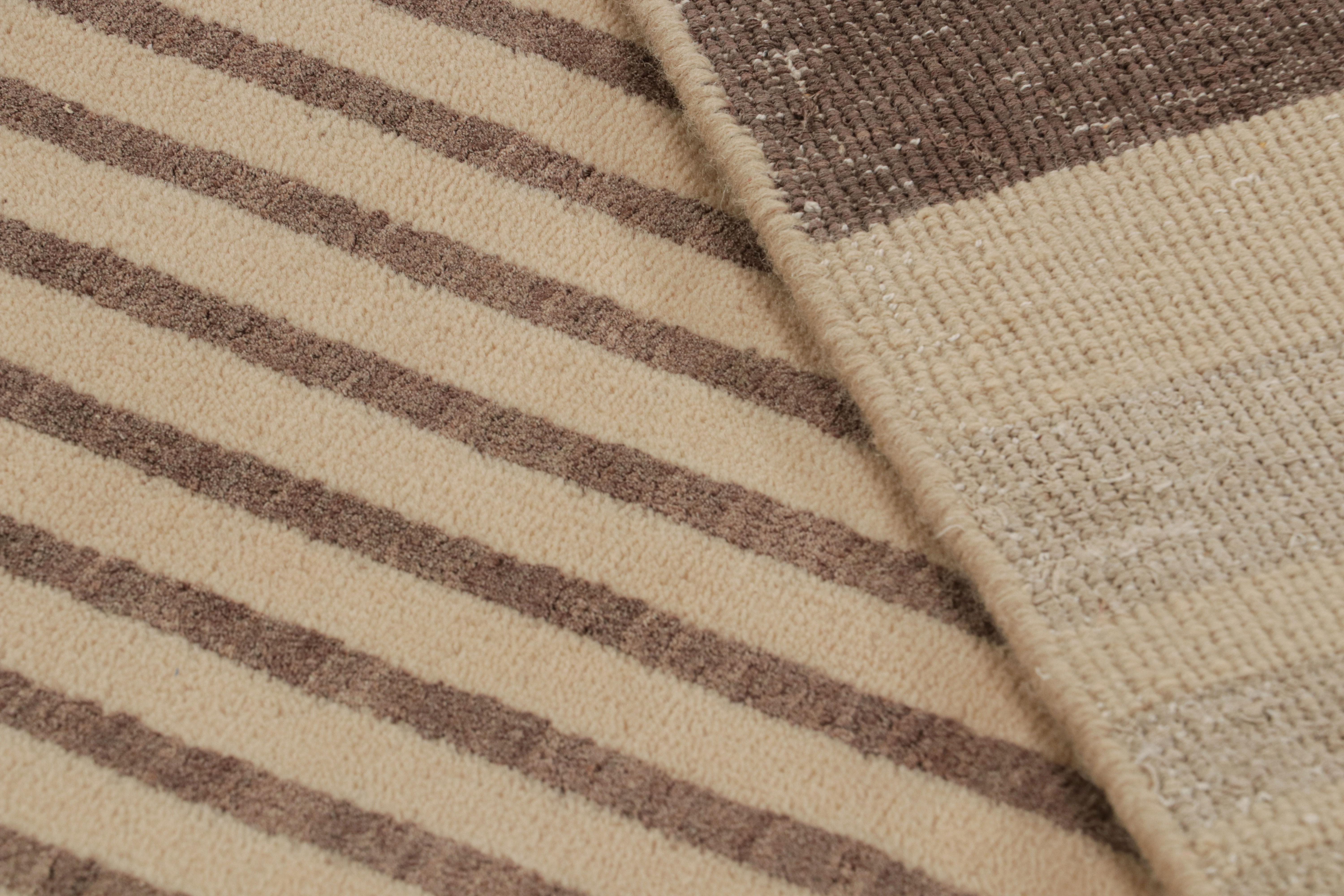 Wool Rug & Kilim’s French Art Deco style Rug with Beige-Brown Patterns For Sale