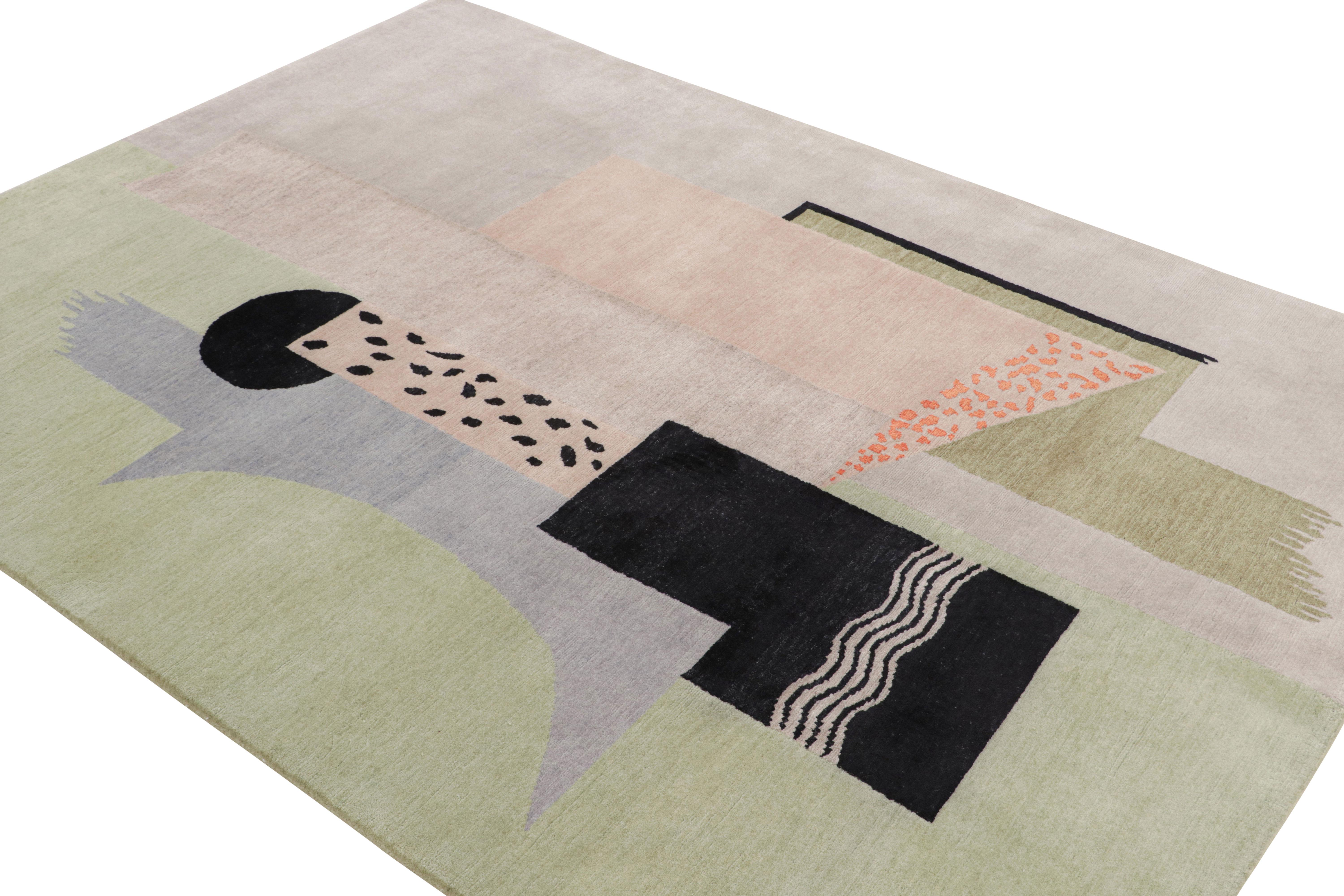 Noué à la main en laine et en soie, ce tapis moderne 6x8 de Rug & Kilim est un nouvel ajout à la ligne de tapis Art déco français. Son design s'inspire des œuvres de Sir Francis Bacon.  

Sur le Design : 

Les connaisseurs pourront admirer cet ajout