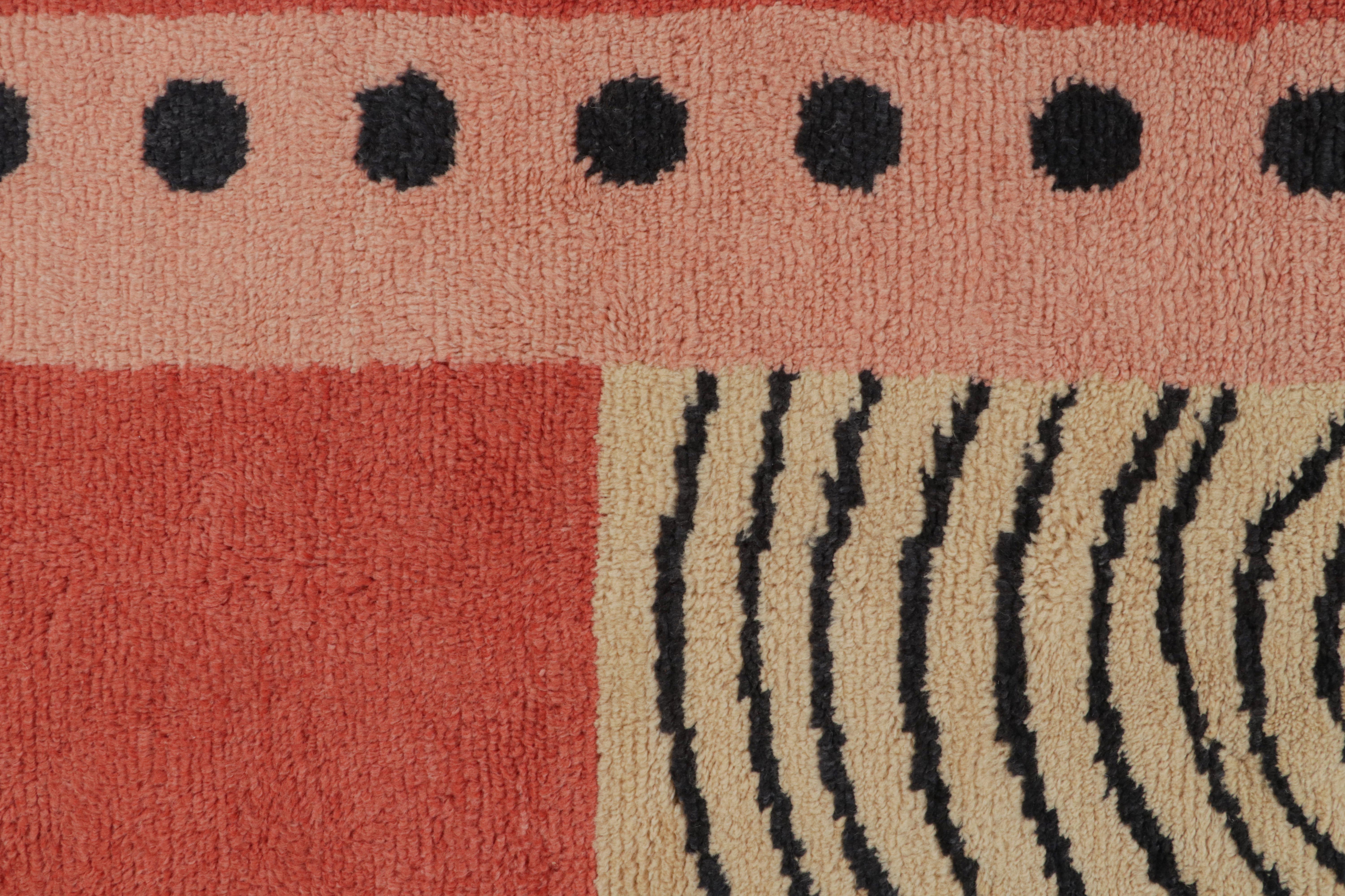 Rug & Kilim’s French Art Deco style Rug, with Pink and Black Geometric Patterns In New Condition For Sale In Long Island City, NY