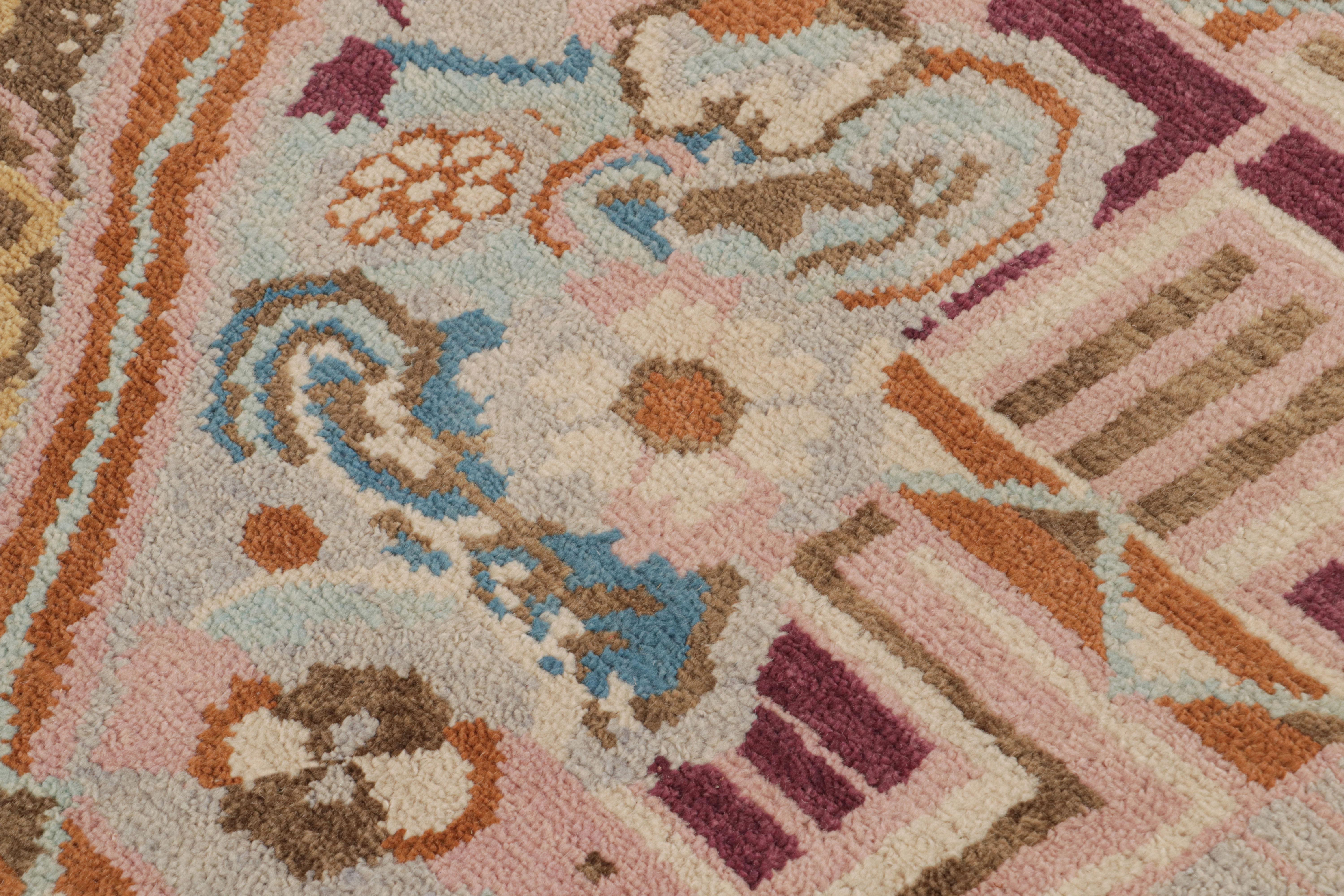 Hand-Knotted Rug & Kilim’s French Art Deco Style Rug with Polychromatic Geometric Patterns For Sale