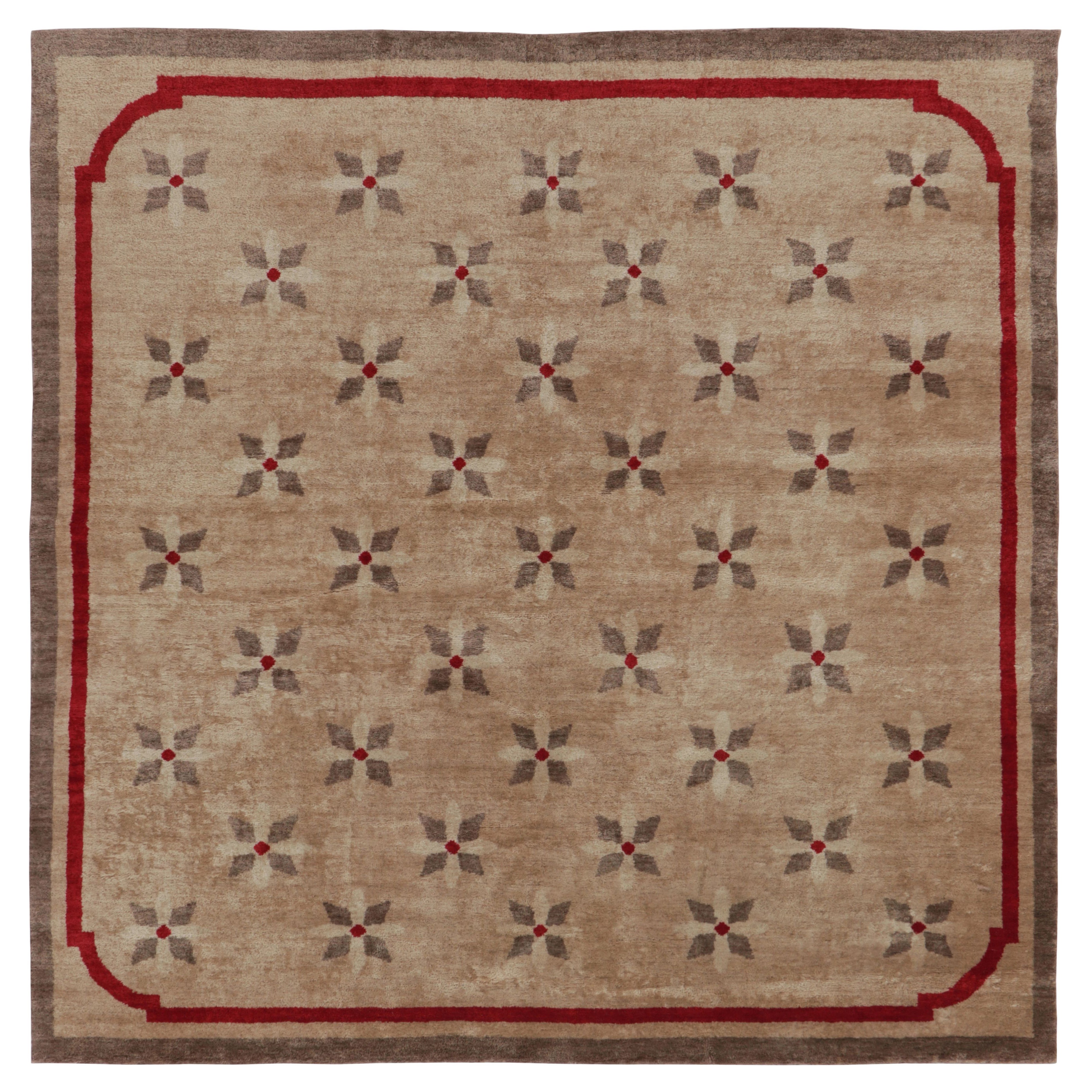 Rug
Kilim’s French Art Deco Style Square Rug in Beige-Brown with Florals