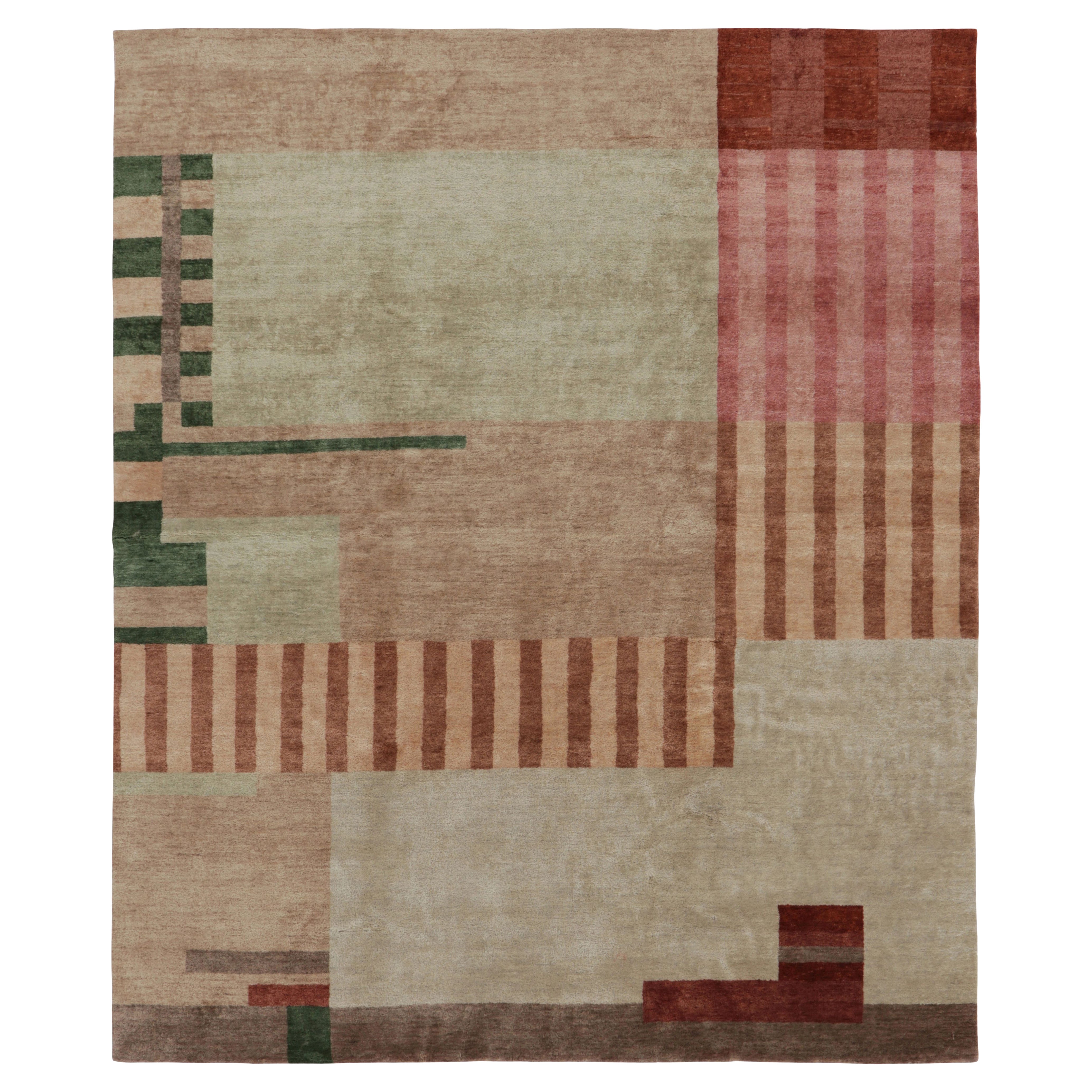 Rug
Kilims französischer quadratischer Teppich im Art-Déco-Stil in Beige-Rosa mit geometrischem Patt