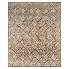 Rug & Kilim's französischer Aubusson-Teppich mit grünem und braunem Blumenmuster