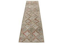 Rug & Kilim’s French Aubusson Style Runner in Green, Beige-Brown Floral Pattern