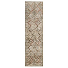 Rug & Kilim - Runner francese in stile Aubusson con motivo floreale verde e beige-marrone