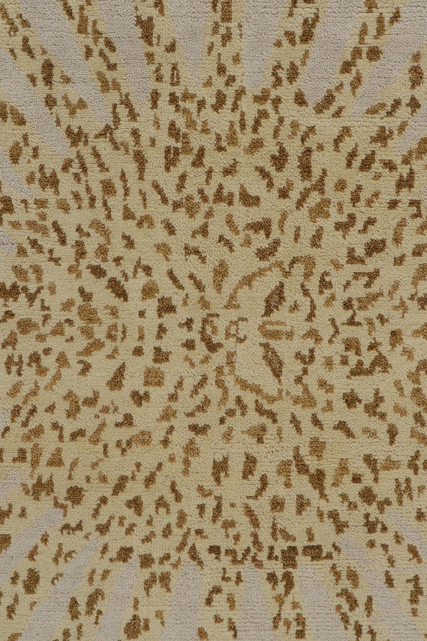 Rug & Kilim’s French Deco Style Rug in Goldenrod and Beige-Brown Patterns In New Condition For Sale In Long Island City, NY