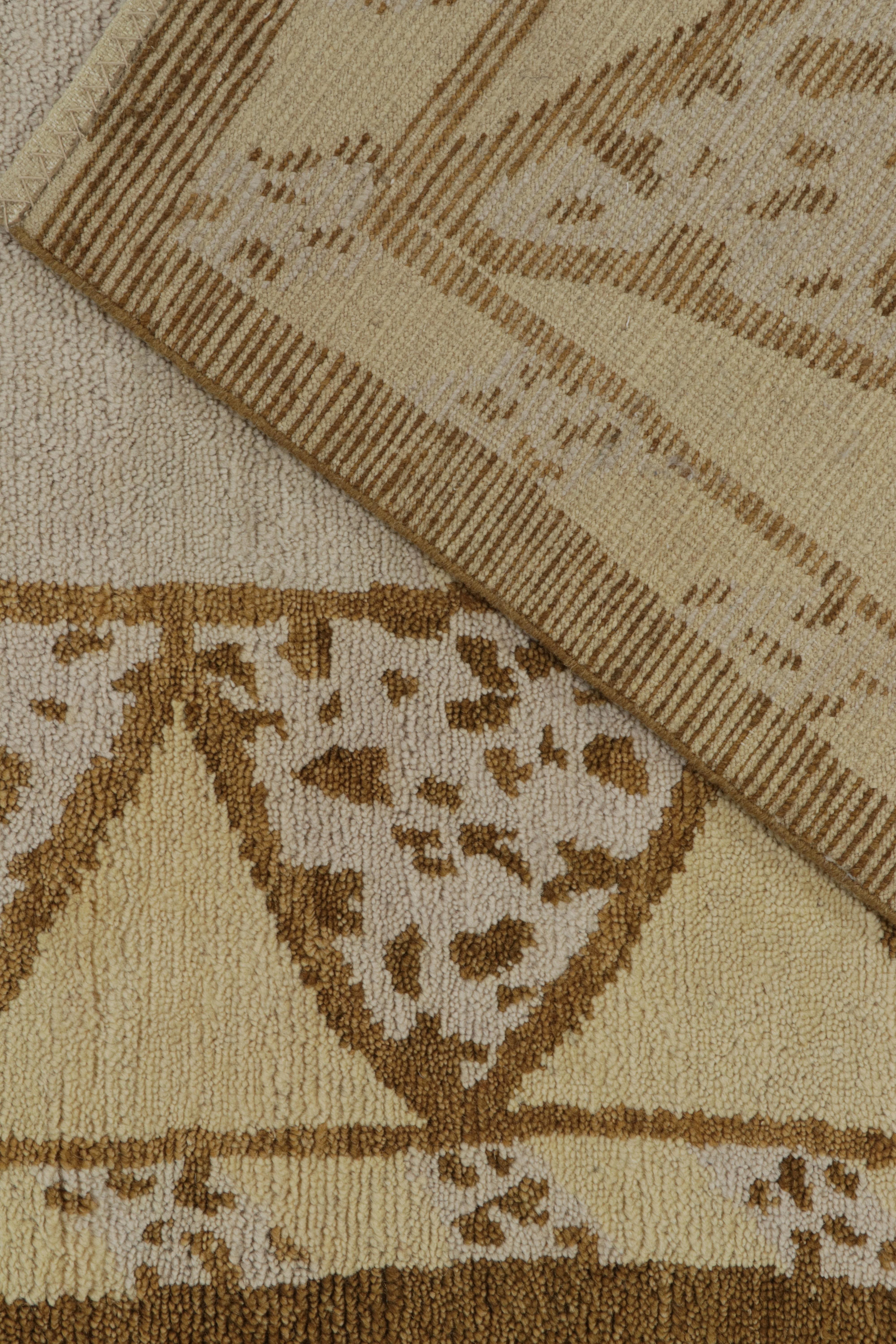 Contemporary Rug & Kilim’s French Deco Style Rug in Goldenrod and Beige-Brown Patterns For Sale