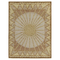Rug & Kilim’s French Deco Style Rug in Goldenrod and Beige-Brown Patterns