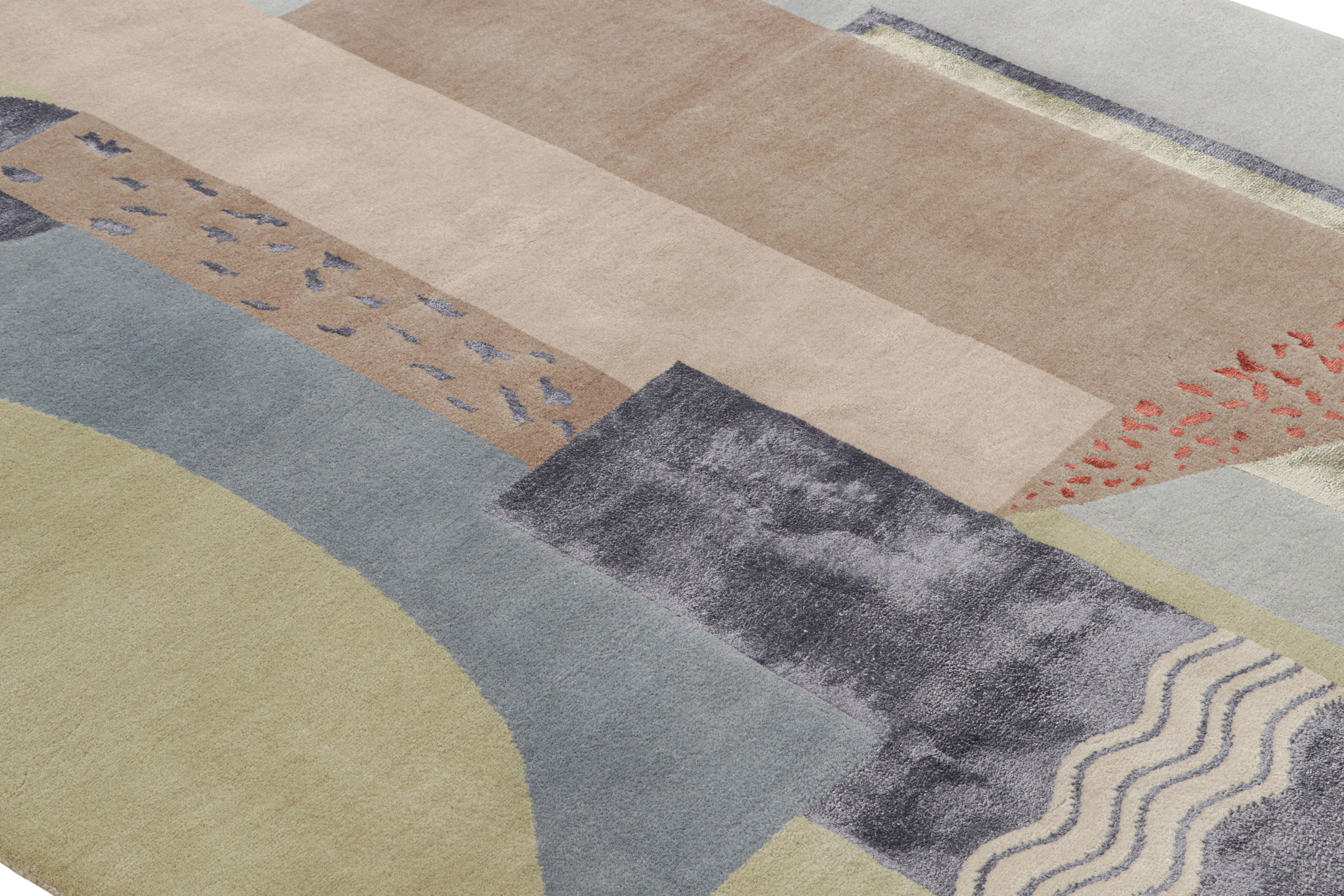 Rug & Kilims französischer Deko-Teppich mit grünem, grauem und beigem Muster (Indisch) im Angebot