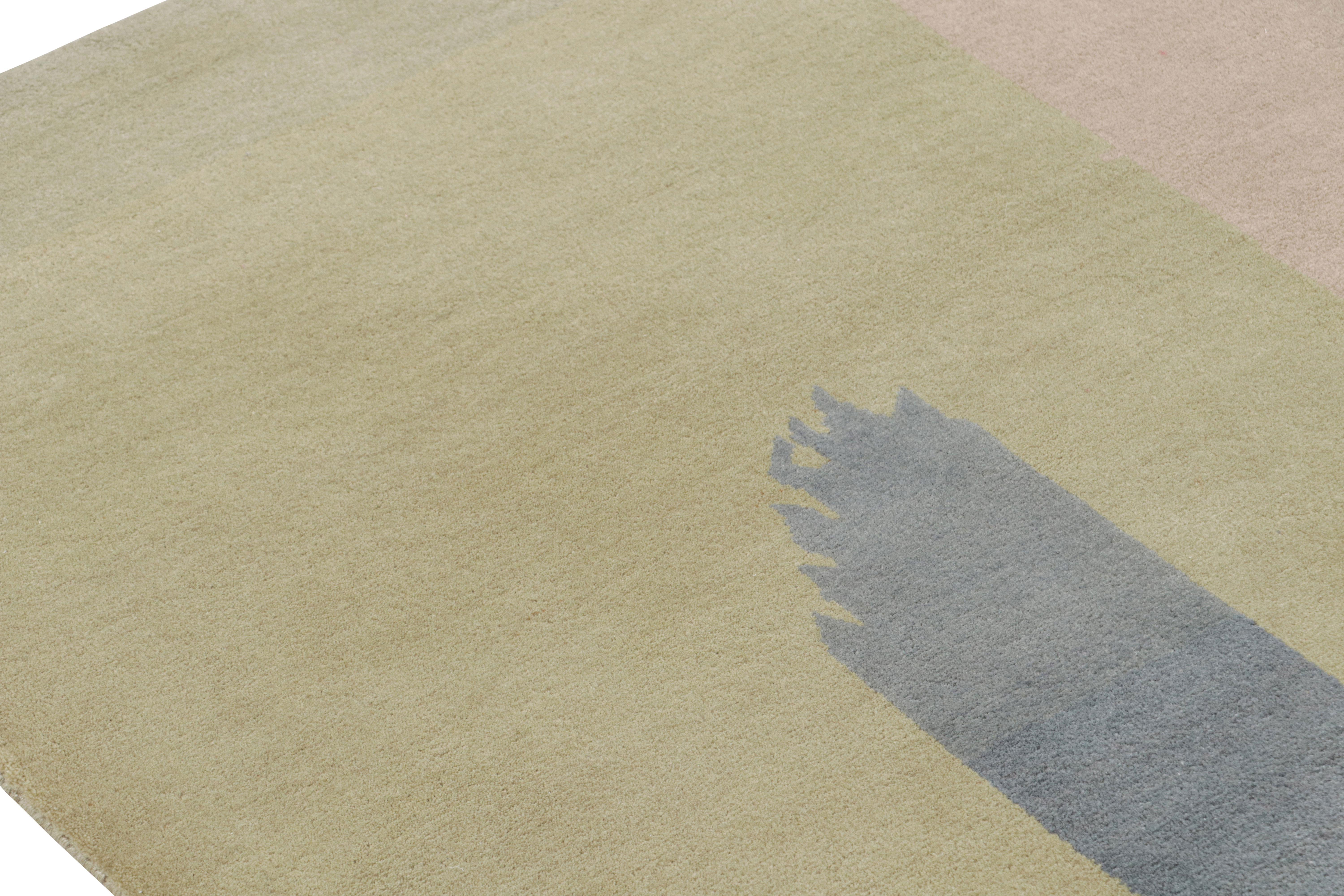 Rug & Kilims französischer Deko-Teppich mit grünem, grauem und beigem Muster (Handgeknüpft) im Angebot