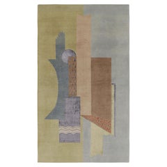 Rug & Kilim’s French Deco Style Rug In Green, Gray And Beige Pattern