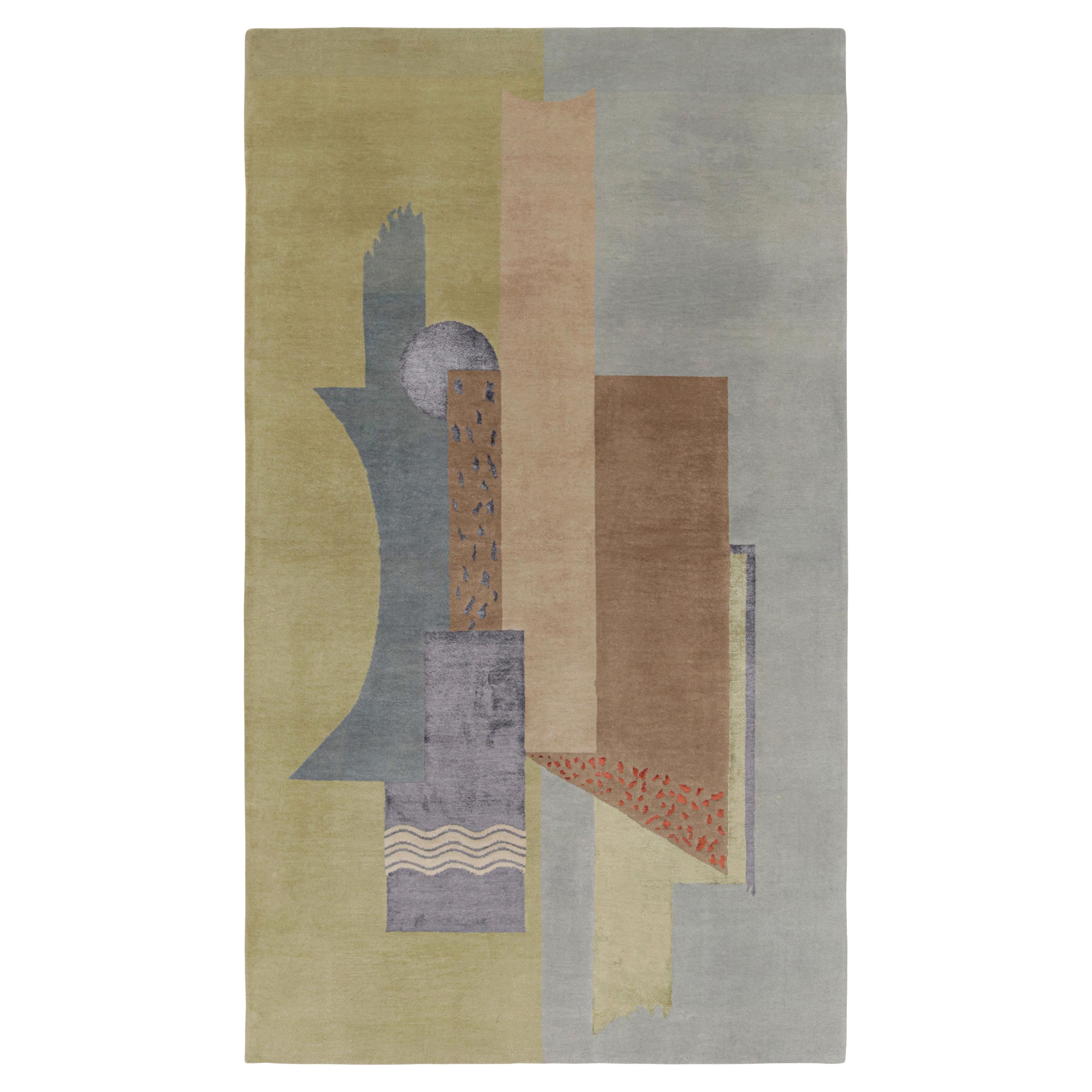 Rug & Kilim’s French Deco Style Rug In Green, Gray And Beige Pattern