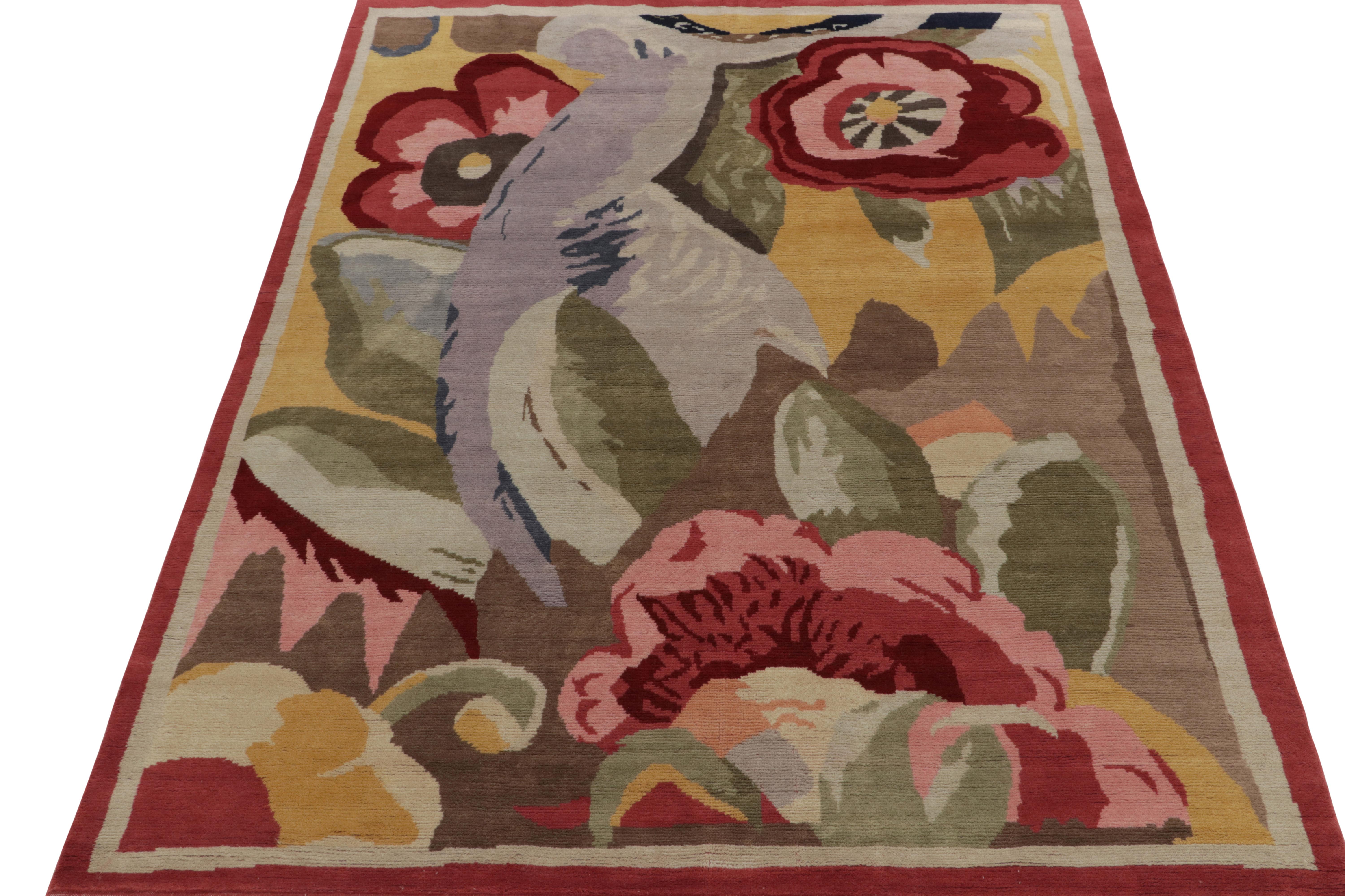 Art Deco Rug & Kilim’s French Deco Style Rug in Polychrome, Impressionist Floral Patterns For Sale