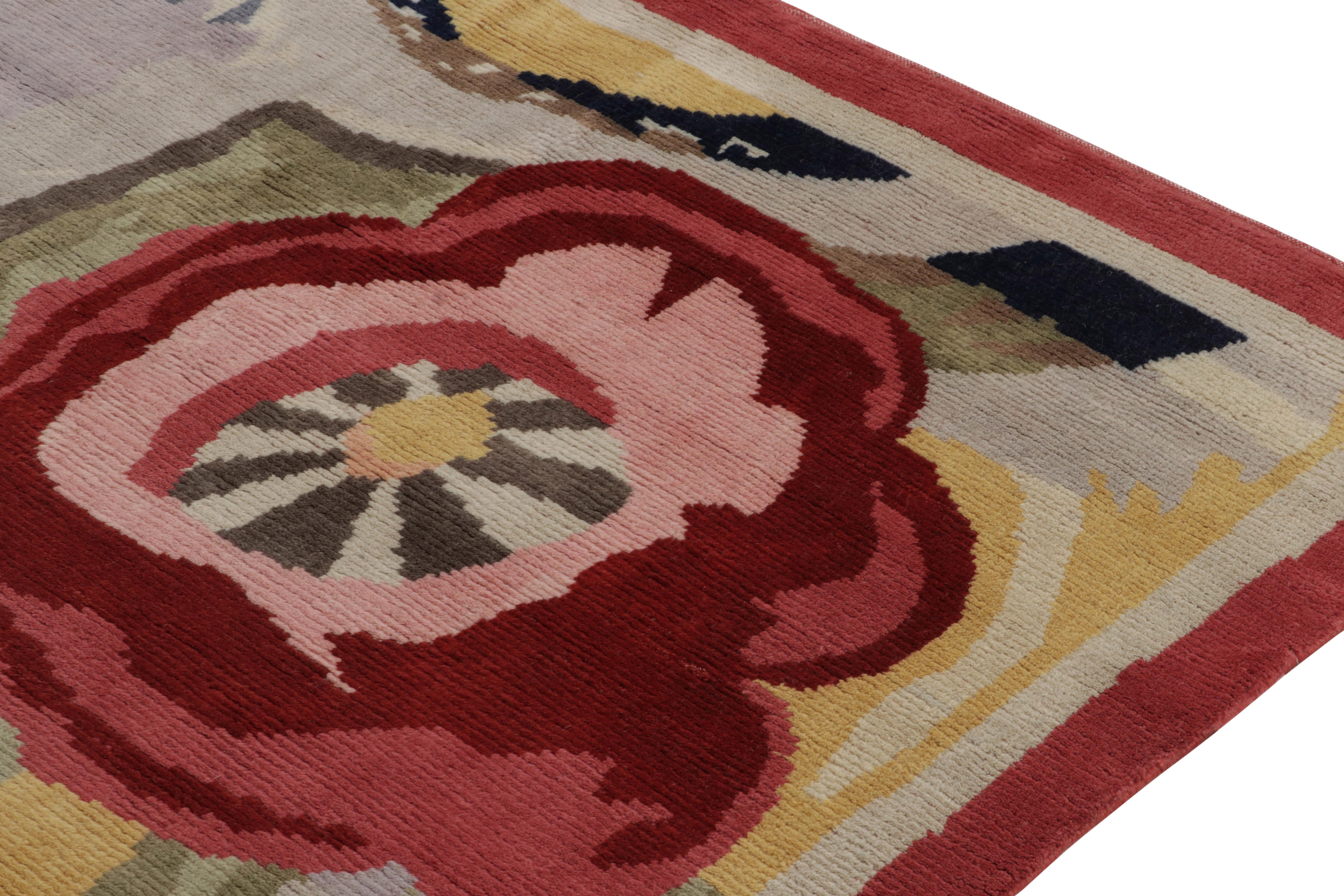 Hand-Knotted Rug & Kilim’s French Deco Style Rug in Polychrome, Impressionist Floral Patterns For Sale