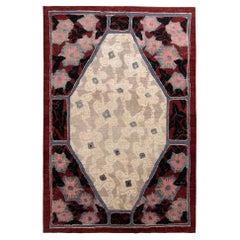 Rug & Kilim’s French Deco Style Rug in Red and Beige All Over Pattern