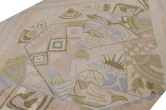 Alfombra Art Déco de estilo francés Rug & Kilim con motivos marrones, verdes y azules