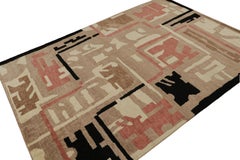 Rug & Kilim’s French Style Art Deco rug in Brown, Red, White & Black Patterns