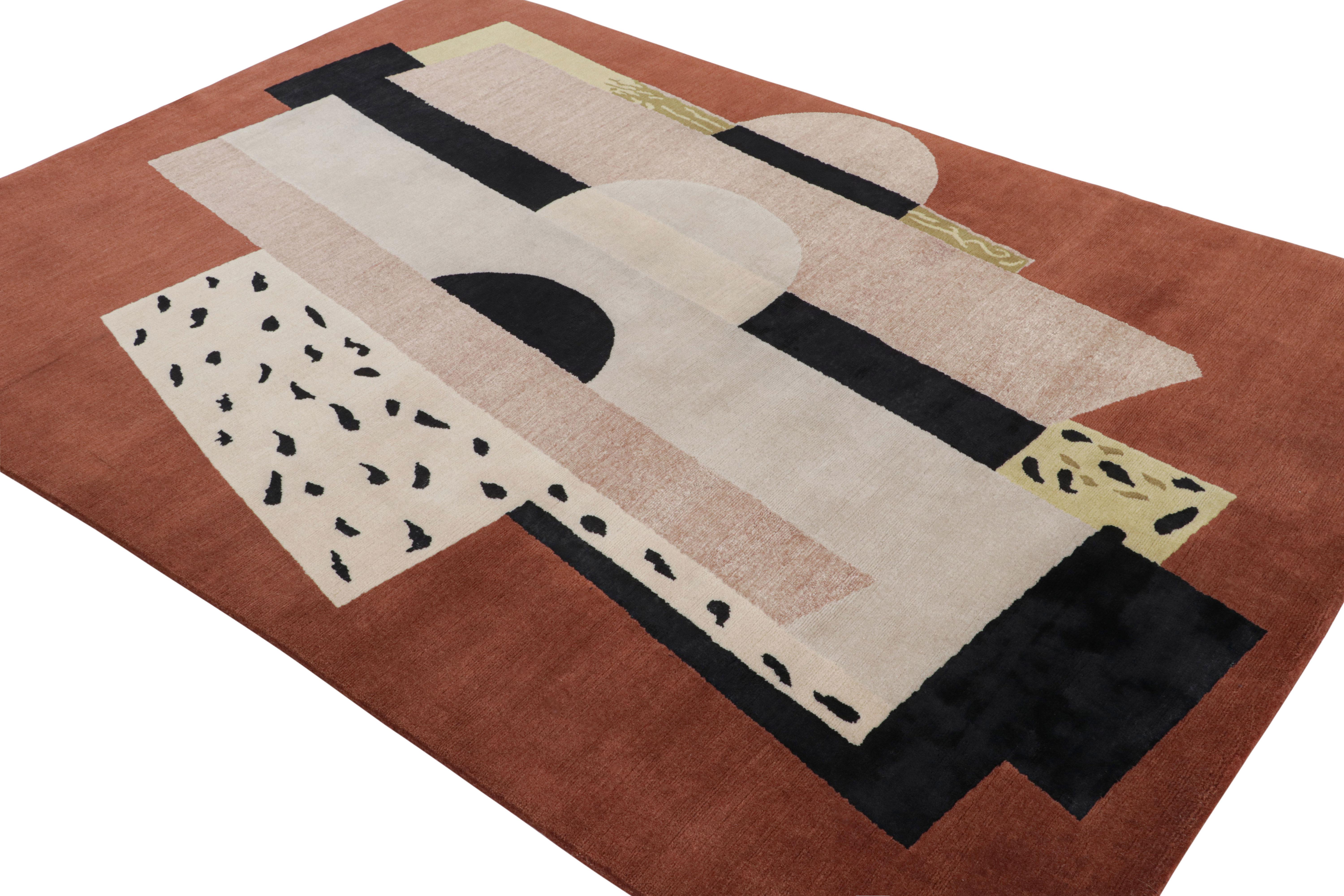 Hand-knotted in wool and all-natural silk, this custom rug design is a new addition to the Art Deco rug collection by Rug & Kilim.

Further on the Design: 

This 6×8 design draws inspiration from a particular French Deco rug style and recaptures it