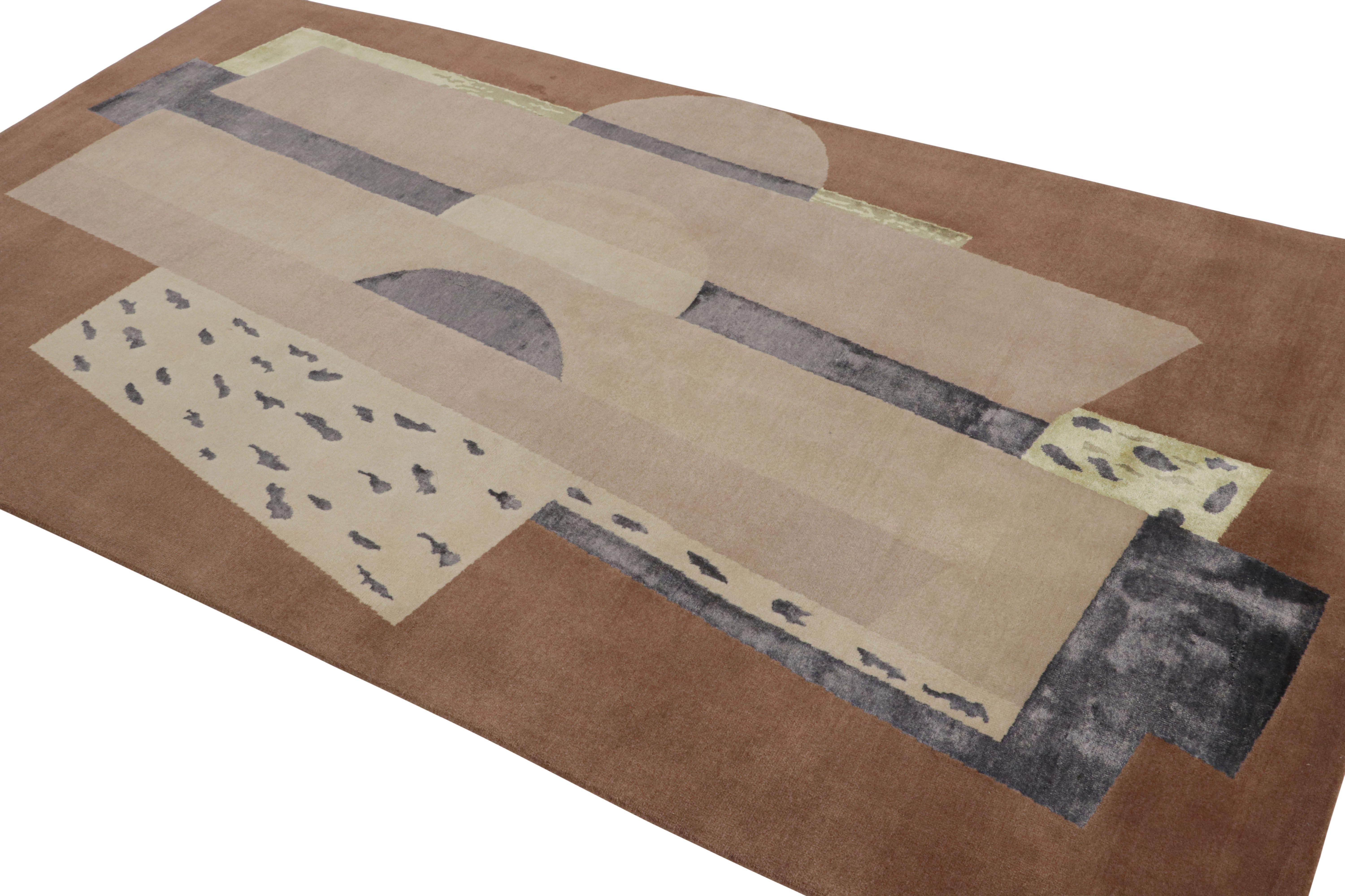 Hand-knotted in wool and all-natural silk, this 5×9 rug is a new addition to the Art Deco rug collection by Rug & Kilim.

Further on the Design:

Connoisseurs may further appreciate a nod to French Deco rugs in this design’s inspiration. The silk’s