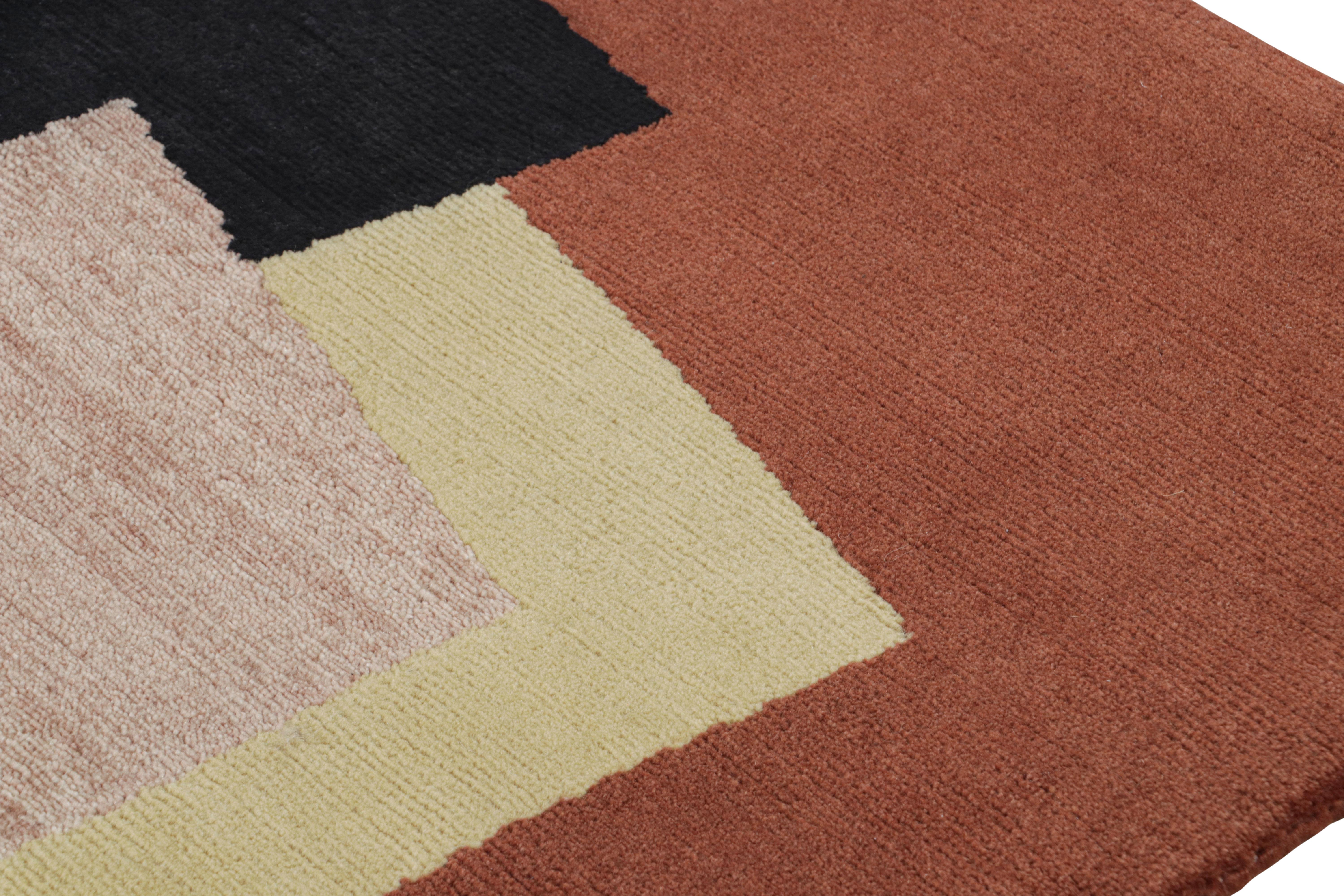 Hand-Knotted Rug & Kilim’s French Style Art Deco Rug In Brown With Geometric Patterns For Sale