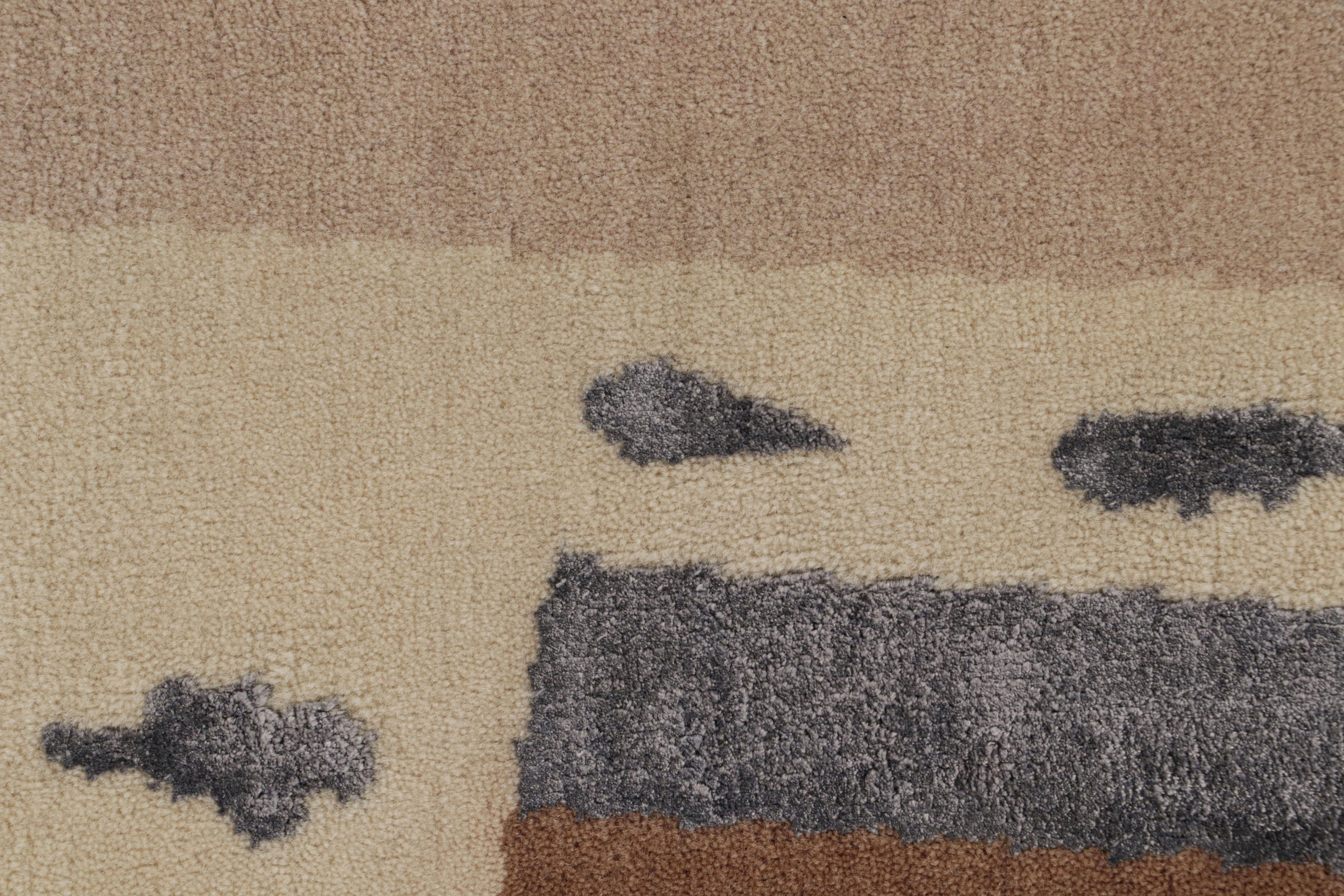 Alfombra Art Déco Estilo Francés De Rug & Kilim En Marrón Con Motivos Geométricos en Nuevo estado para la venta en Long Island City, NY