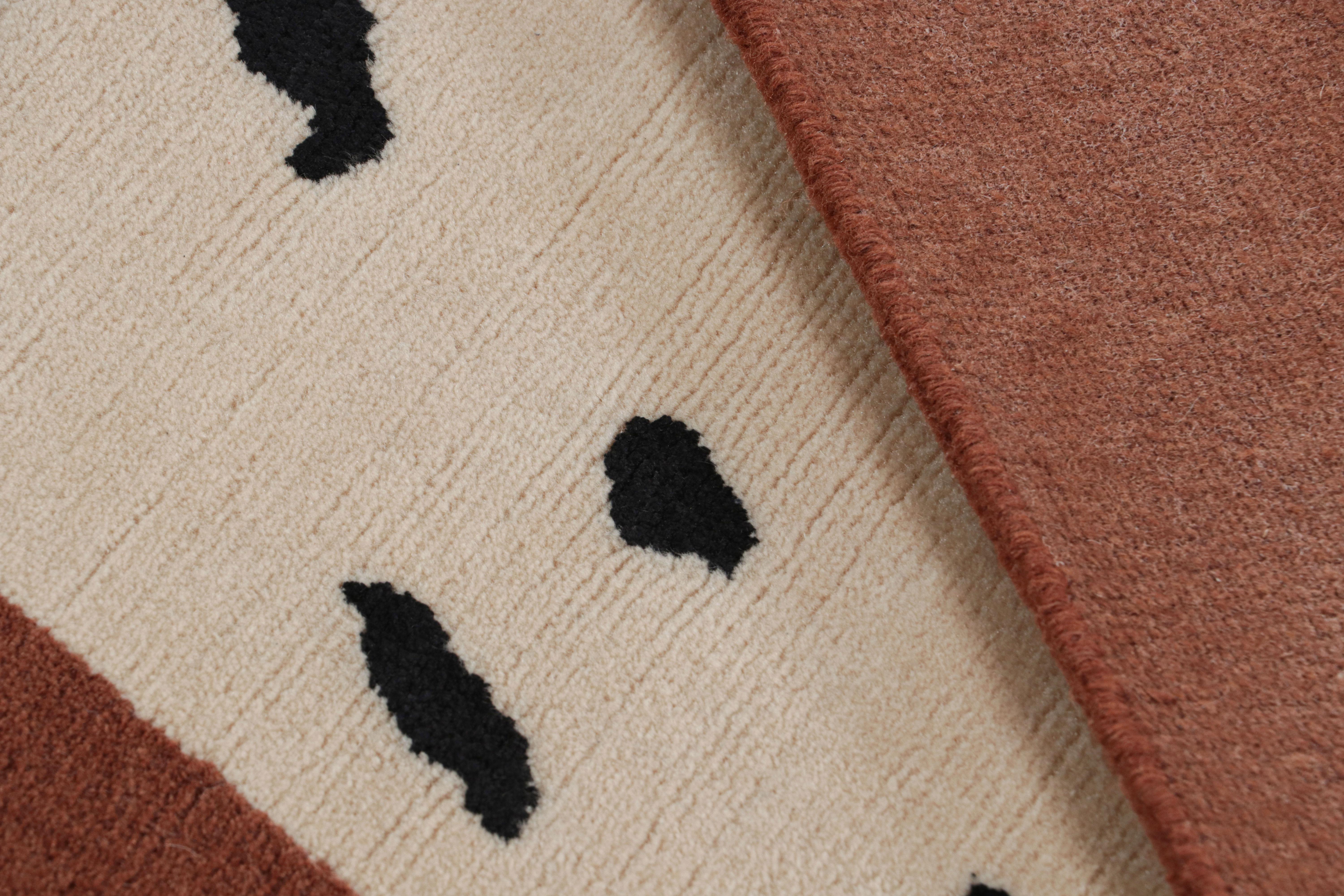 Silk Rug & Kilim’s French Style Art Deco Rug In Brown With Geometric Patterns For Sale