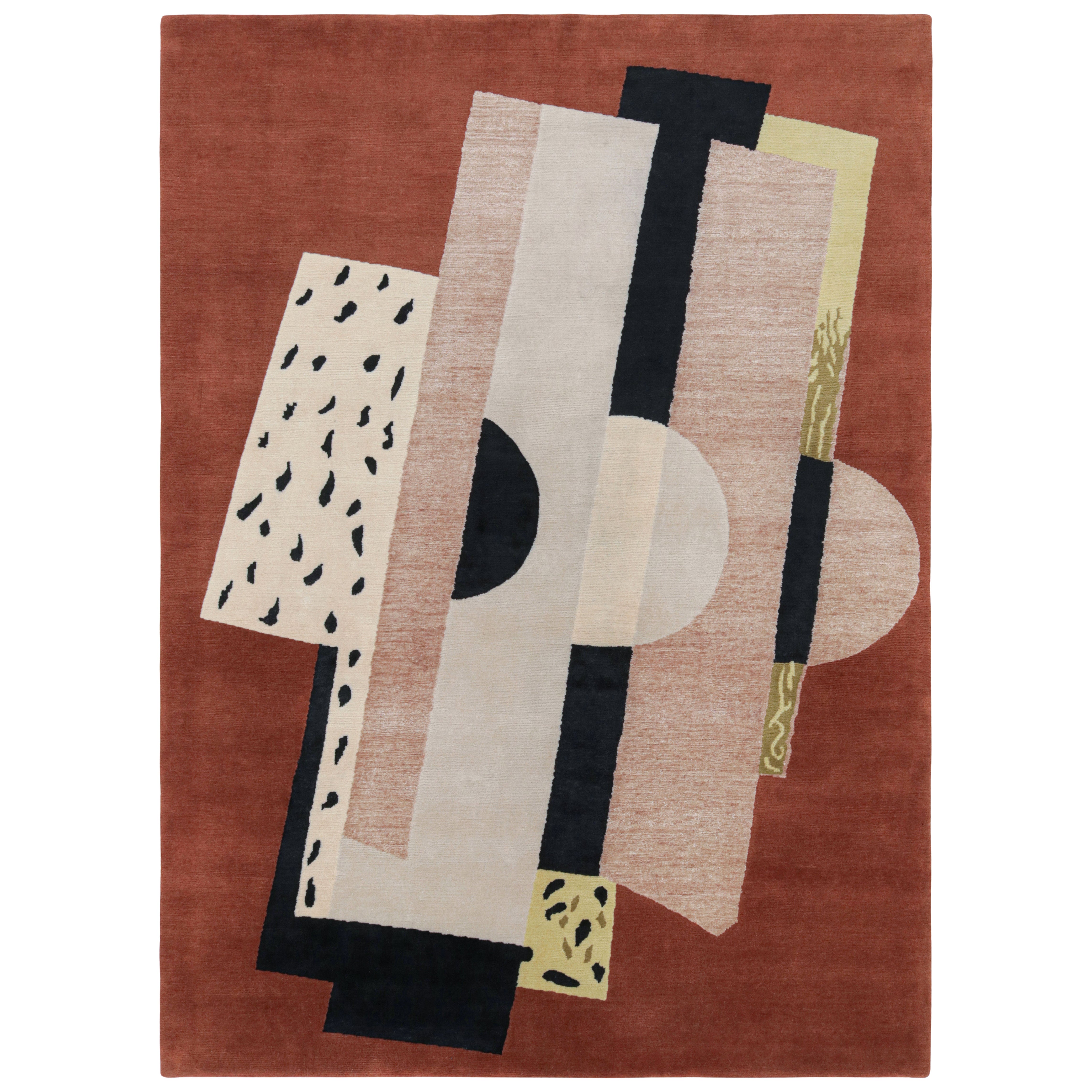 Rug & Kilim’s French Style Art Deco Rug In Brown With Geometric Patterns