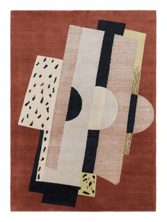 Tapis Art Déco de style français de Rug & Kilim en brun avec motifs géométriques