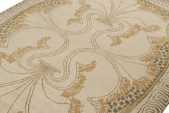 Rug & Kilim’s Art Nouveau Rug in Cream with Gold and Green Floral Patterns