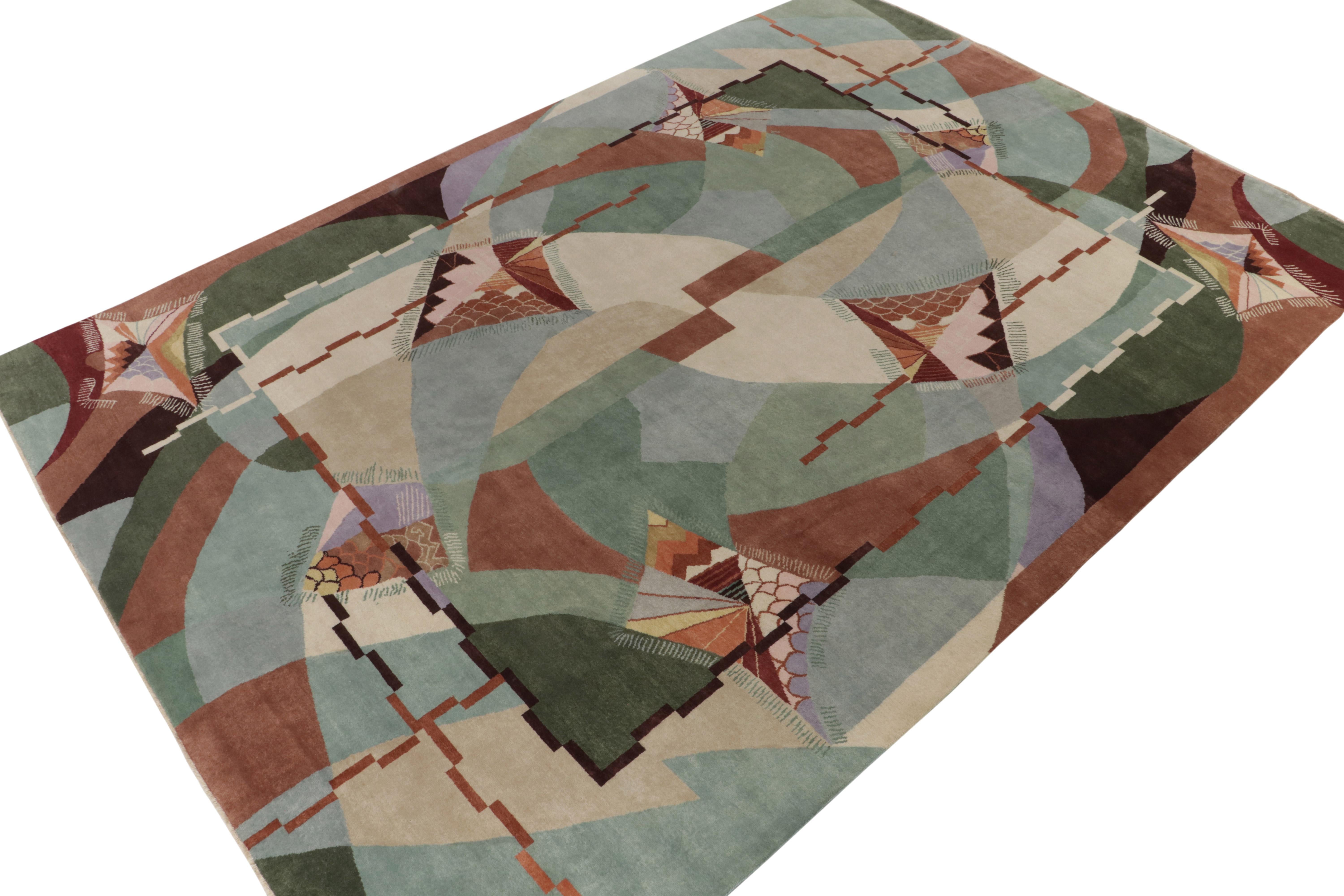Relishing a luxurious hand-knotted wool, a 10x14 ode to Art Deco rug styles, from the titular new collection by Rug & Kilim. 

On the design: This pattern draws on a most unusual mid-century abstract expressionist take on French Deco styles of a