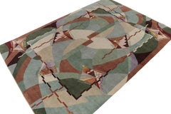 Tappeto Rug & Kilim in stile Art Deco francese con motivi in verde, blu e marrone
