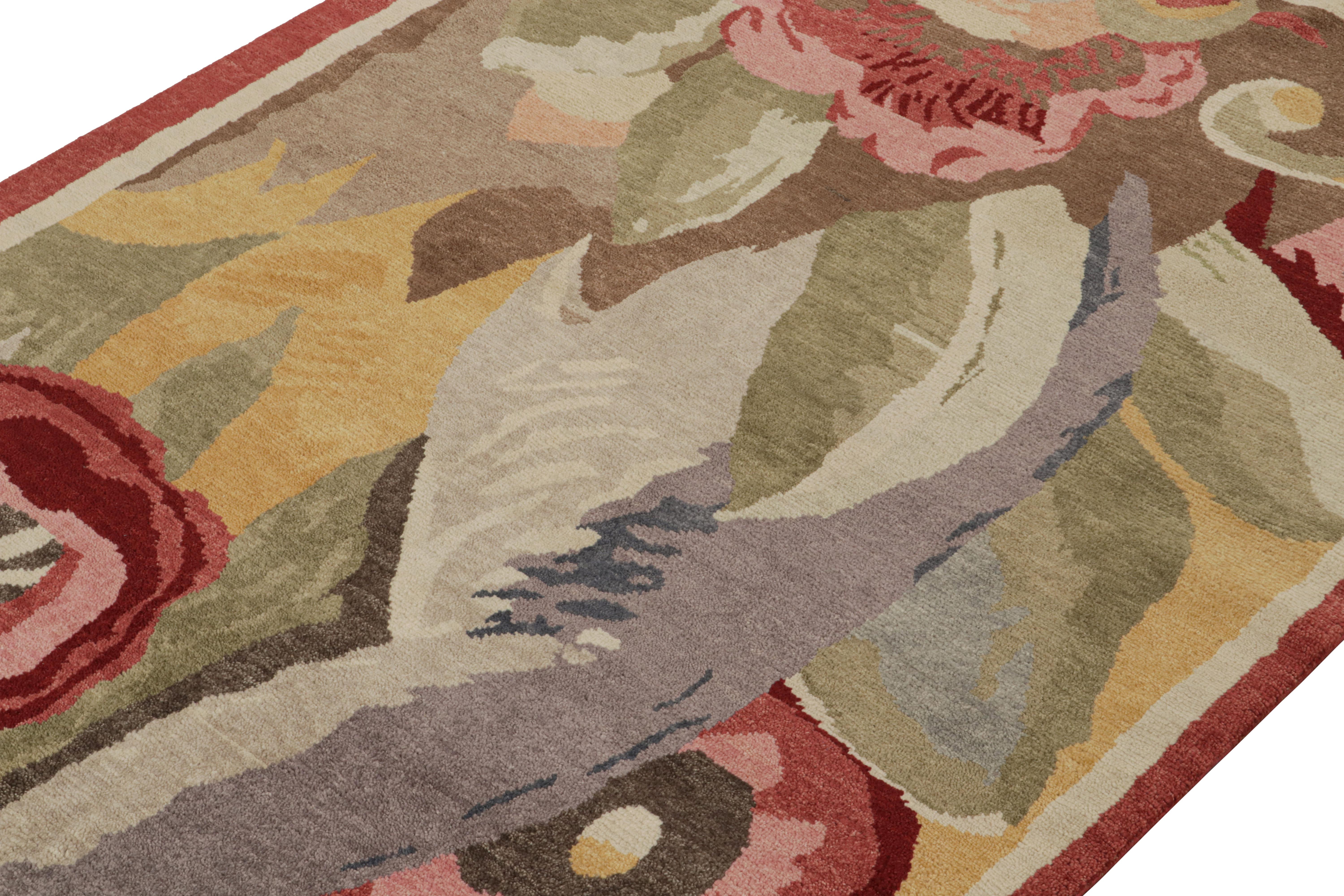 This 6x9 ode to French Art Deco rugs is the next addition to Rug & Kilim’s newly inspired Deco Collection. Hand-knotted in wool.

Further on the Design: 

This piece boasts the Deco style of the 1920s with luscious polychromatic florals in