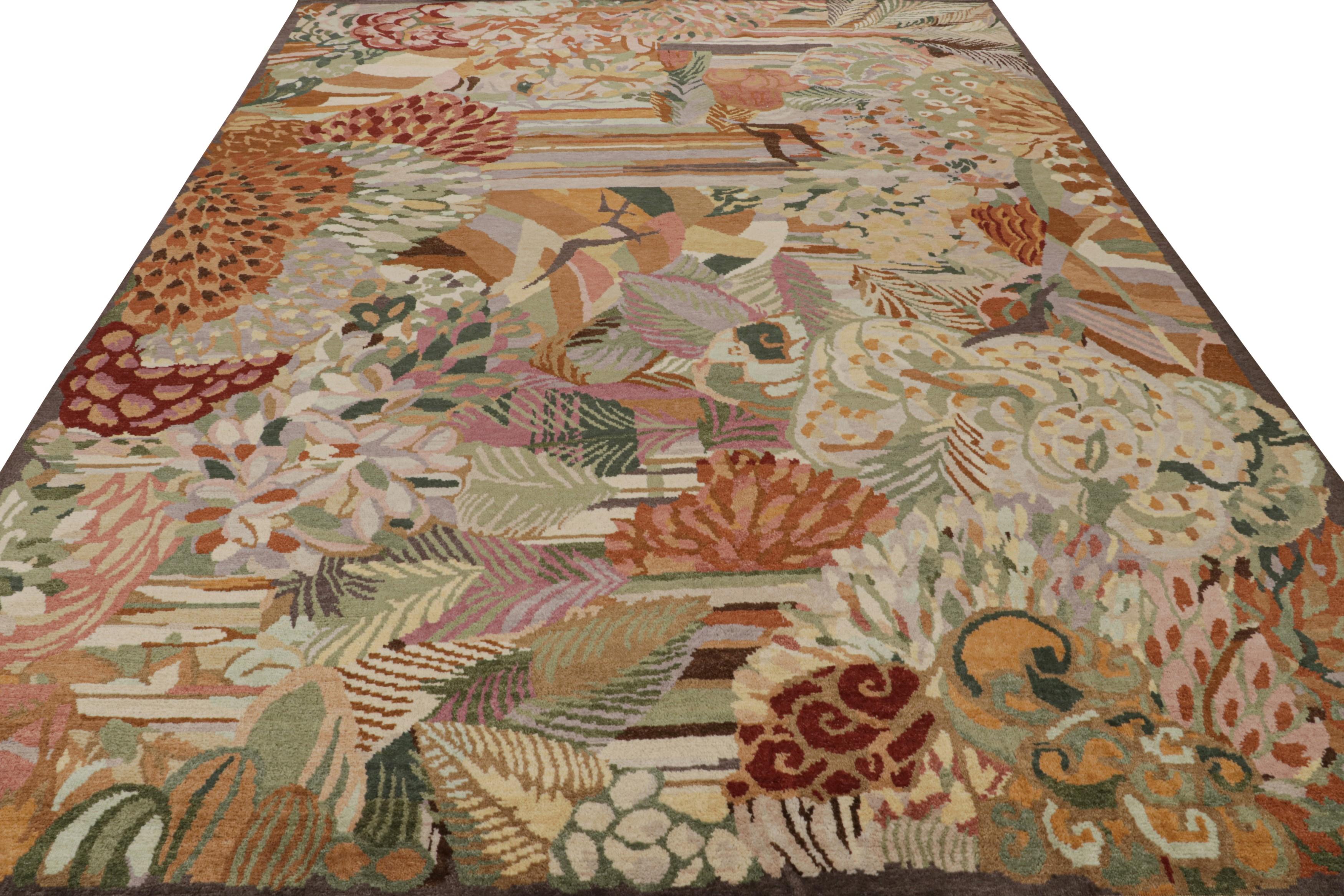 Rug & Kilim's French Style Art Deco Teppich in polychromen Blumenmustern (Art déco) im Angebot