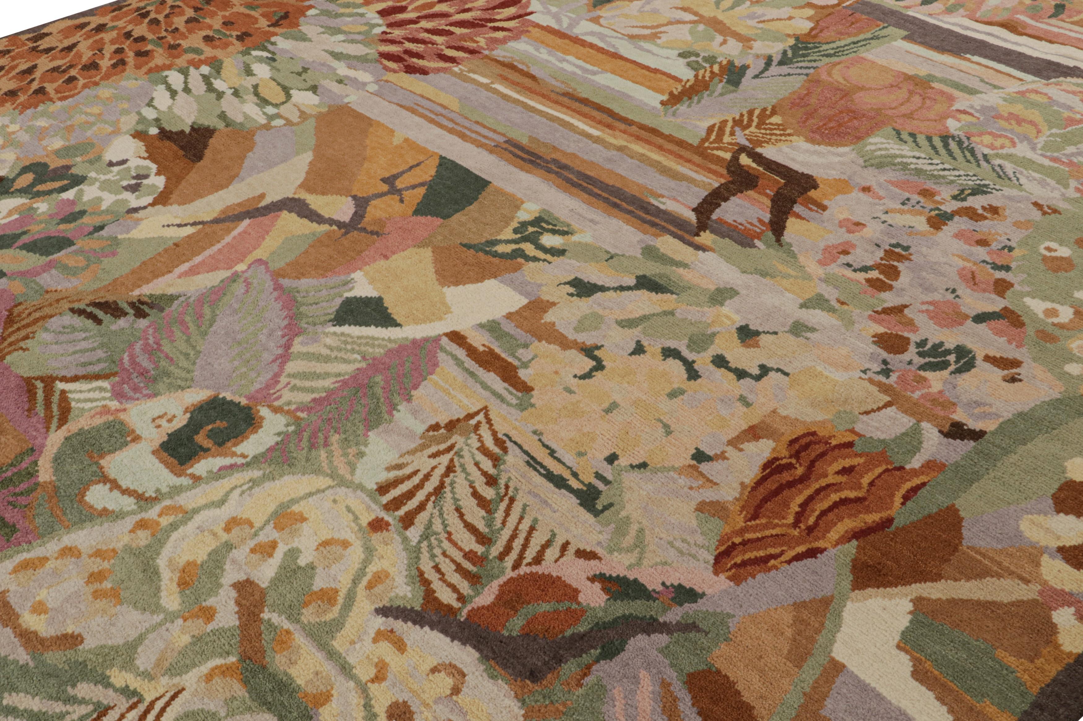Noué à la main Rug & Kilim's French Style Art Deco rug in Polychromatic Floral Patterns (tapis Art déco de style français à motifs floraux polychromes) en vente