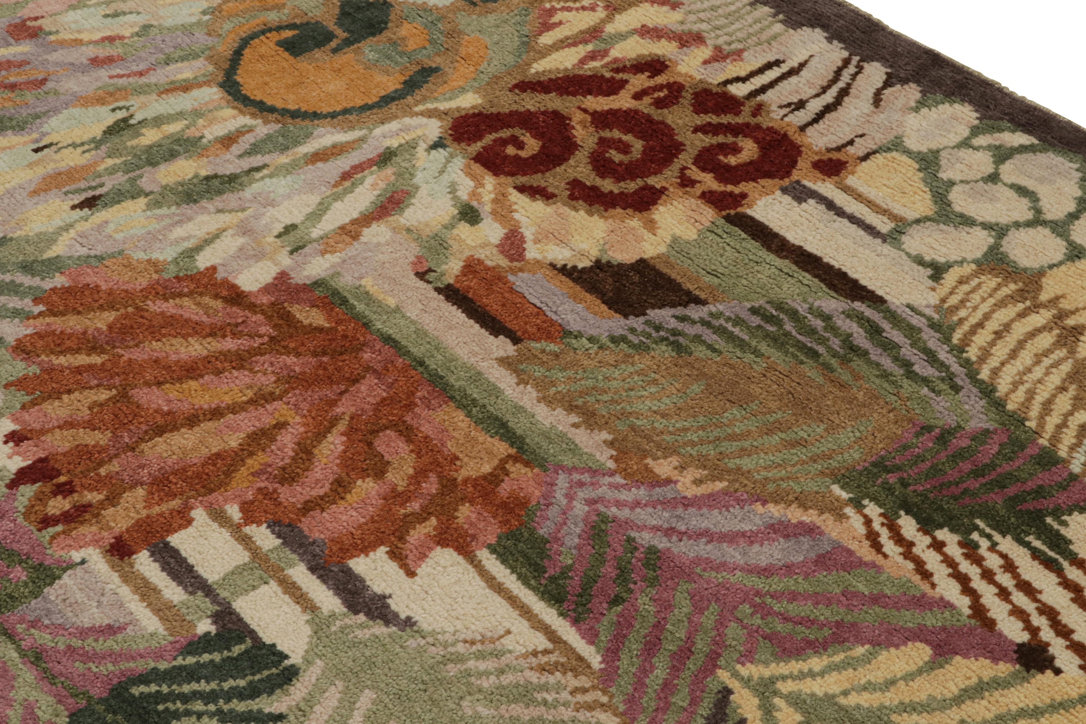 Rug & Kilim’s French Style Art Deco rug in Polychromatic Floral Patterns In New Condition For Sale In Long Island City, NY
