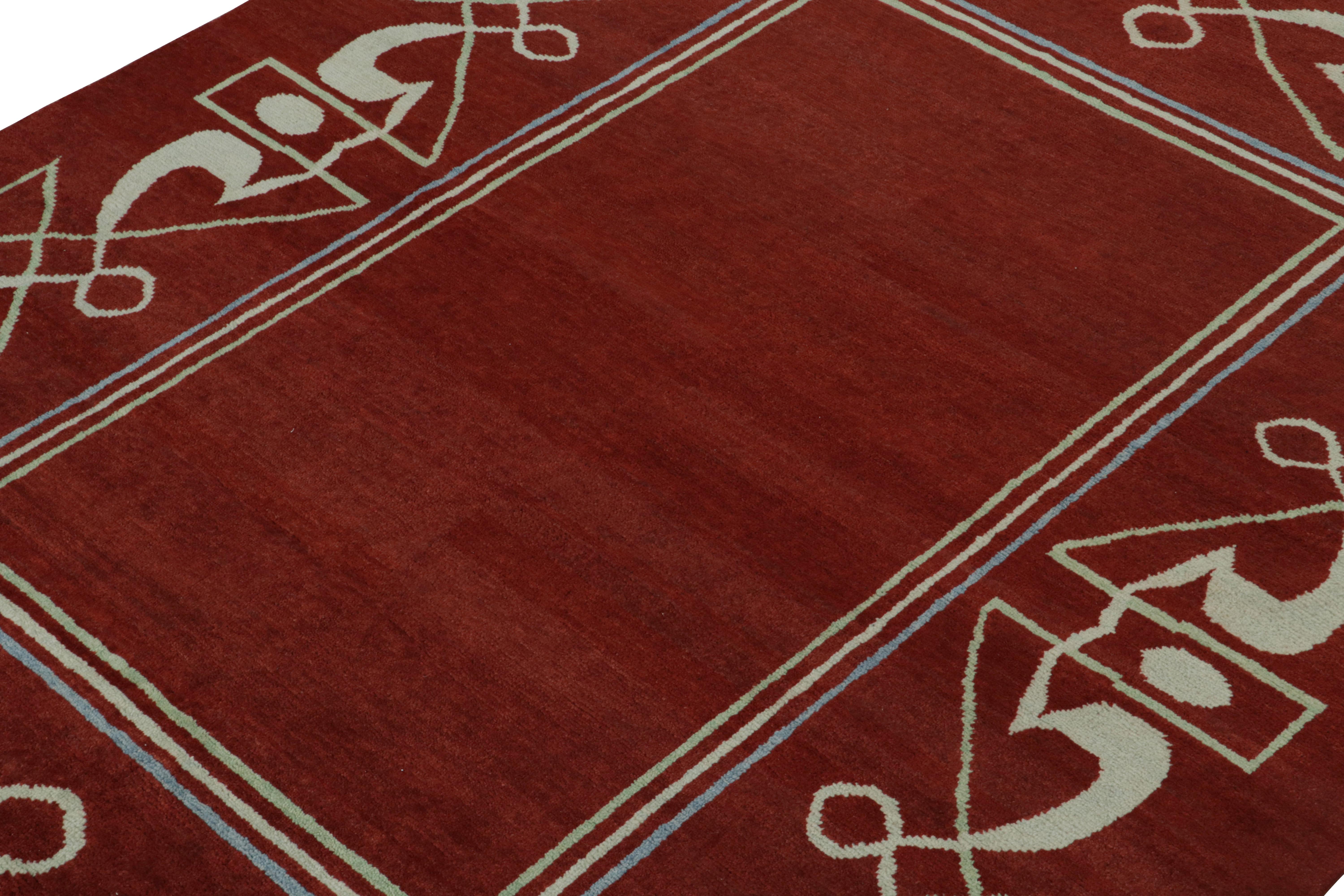 This 8x11 ode to French Art Deco rugs is the next addition to Rug & Kilim’s newly inspired Deco Collection. Hand-knotted in wool.

Further on the Design: 

This piece boasts the Deco style of the 1920s and reimagines it with new possibilities in