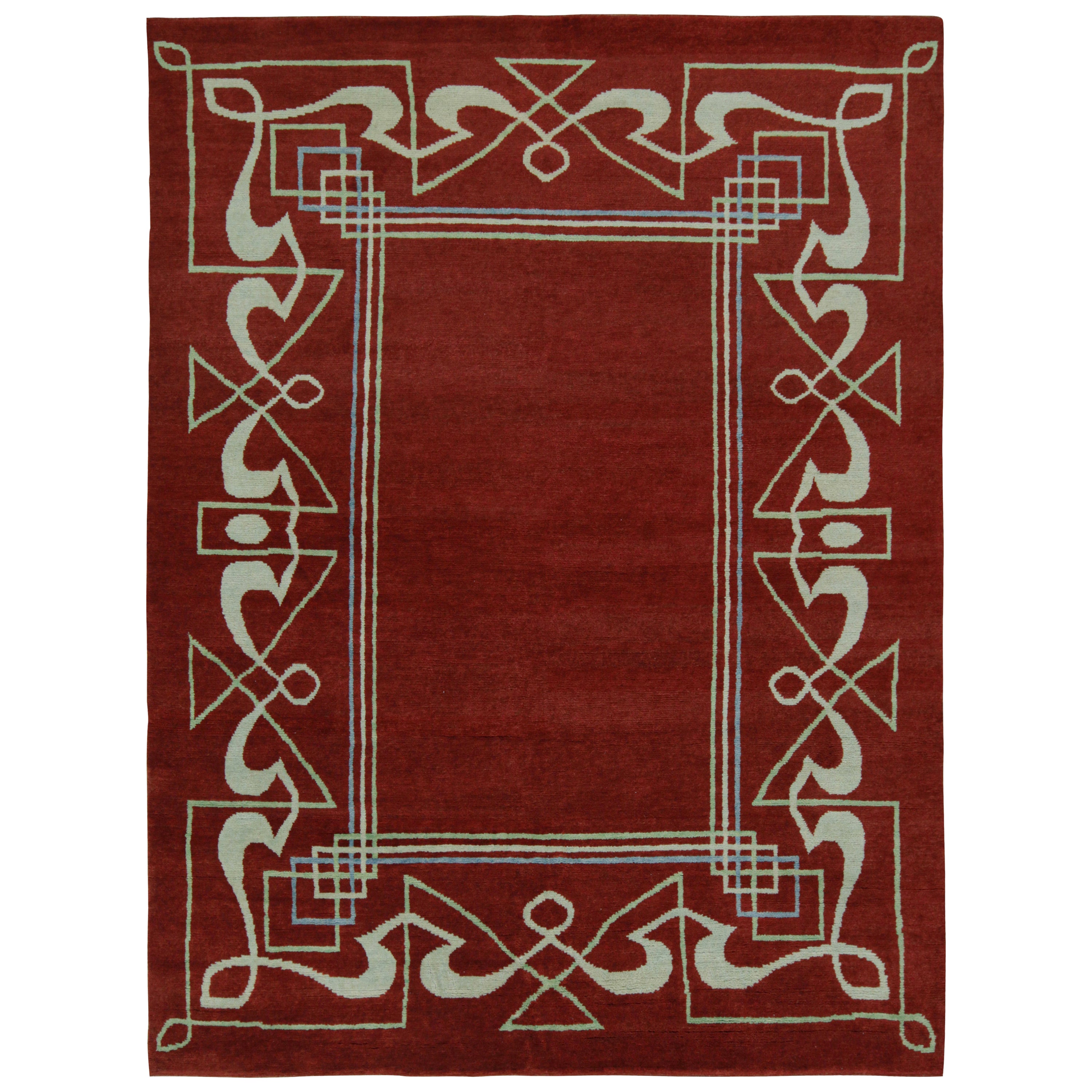 Tappeto Rug & Kilim in stile Art Deco francese con motivi geometrici bianchi e rossi